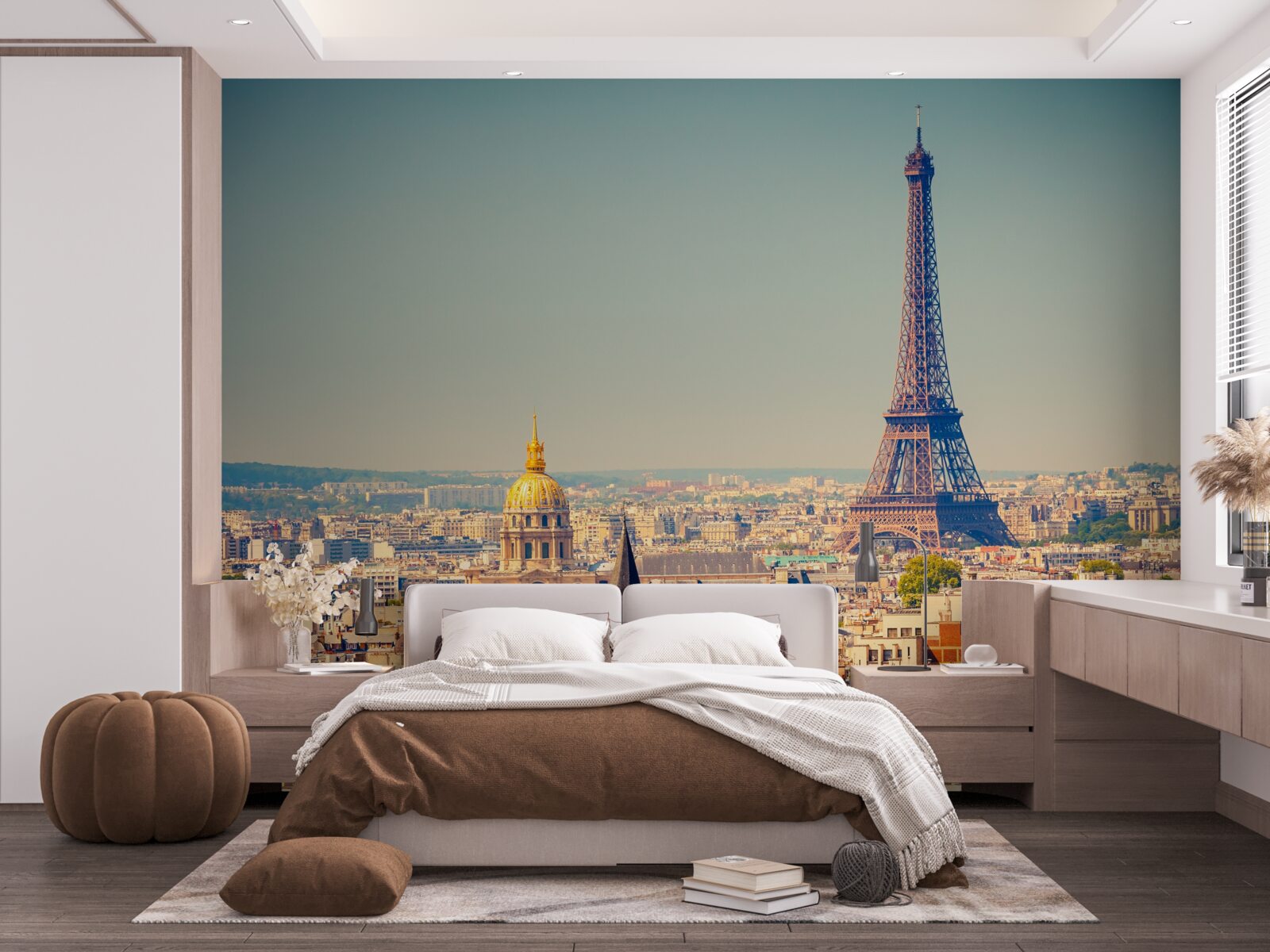 Papier peint la tour eiffel domine une grande ville