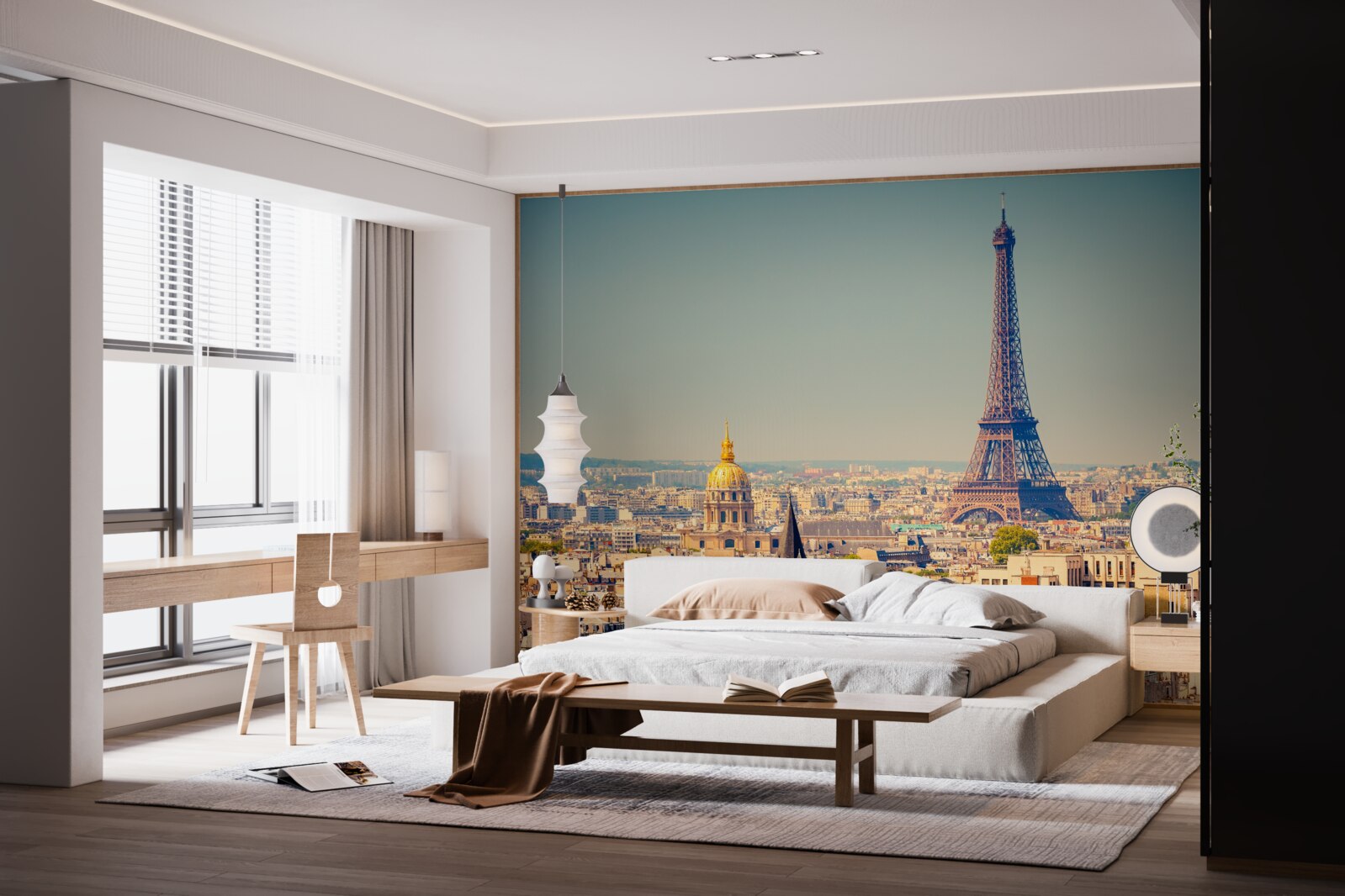 Papier peint la tour eiffel domine une grande ville