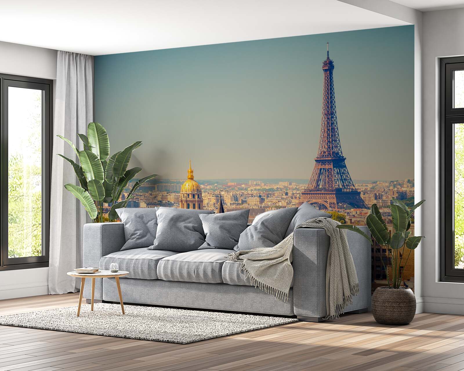 Papier peint la tour eiffel domine une grande ville