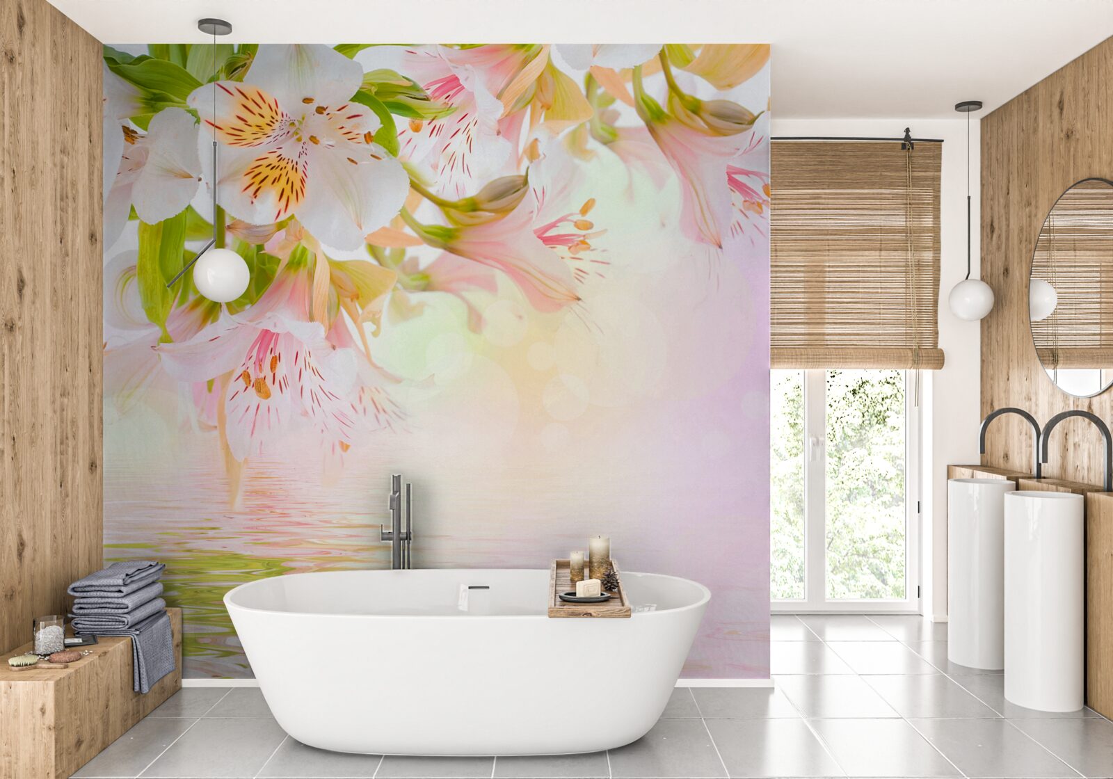 Papier peint les fleurs délicates dans les tons de blanc et de rose ont tendance à être édulcorées