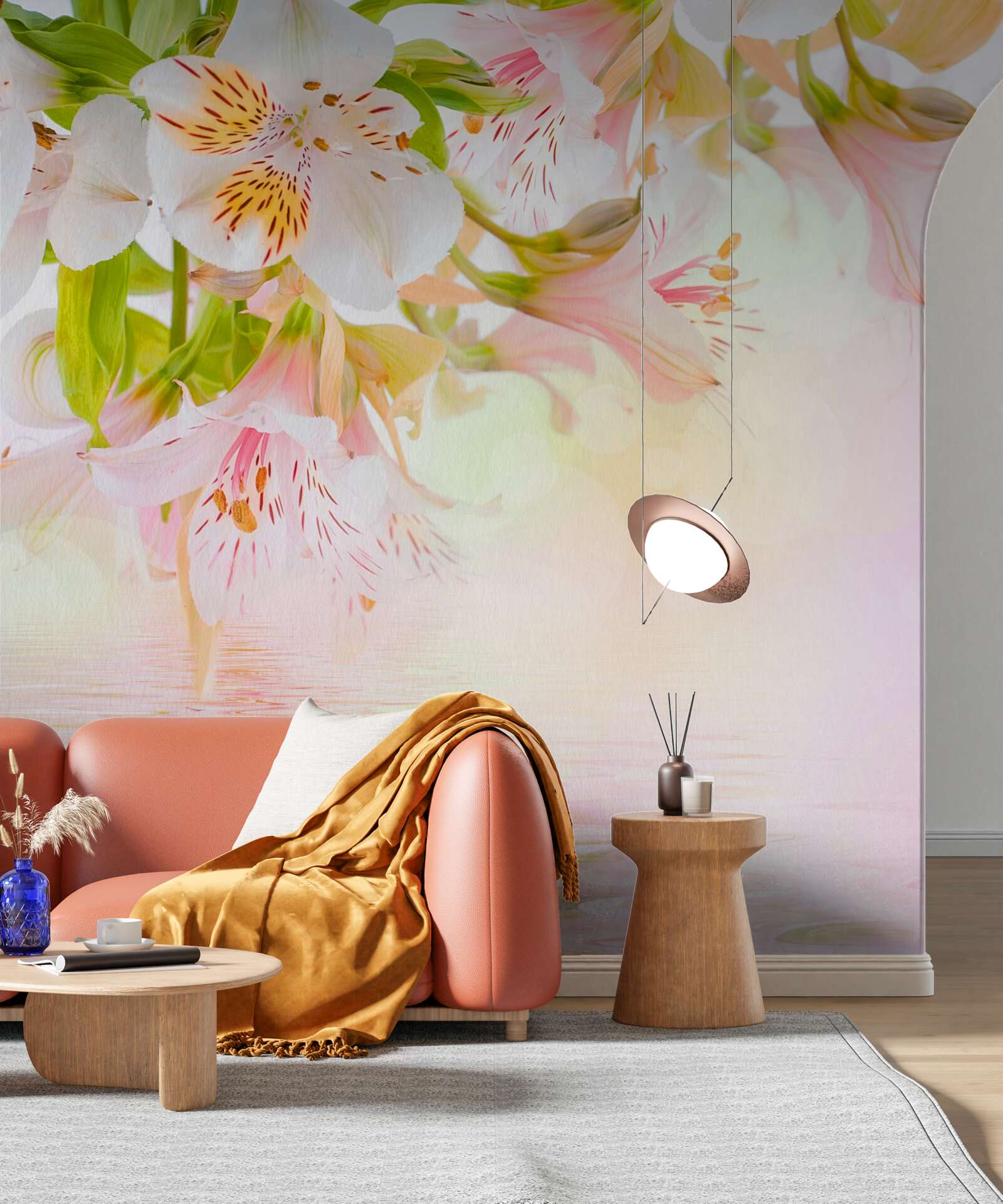 Papier peint les fleurs délicates dans les tons de blanc et de rose ont tendance à être édulcorées