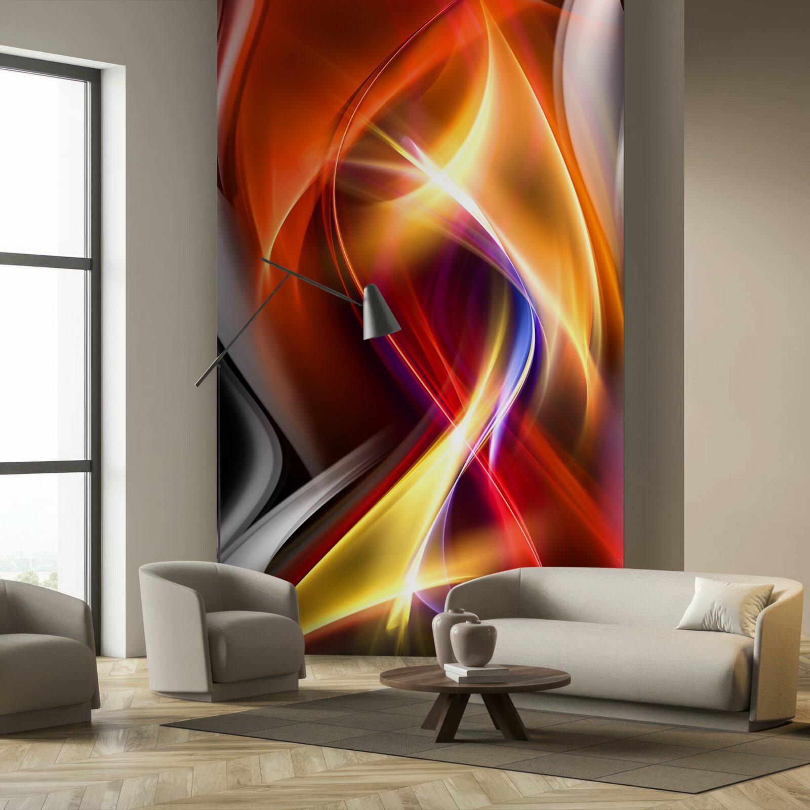 Papier peint des lignes douces et des couleurs riches