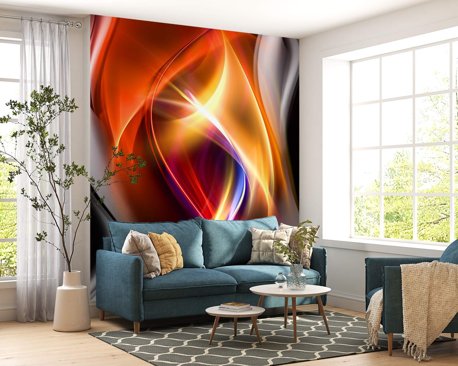 Papier peint des lignes douces et des couleurs riches