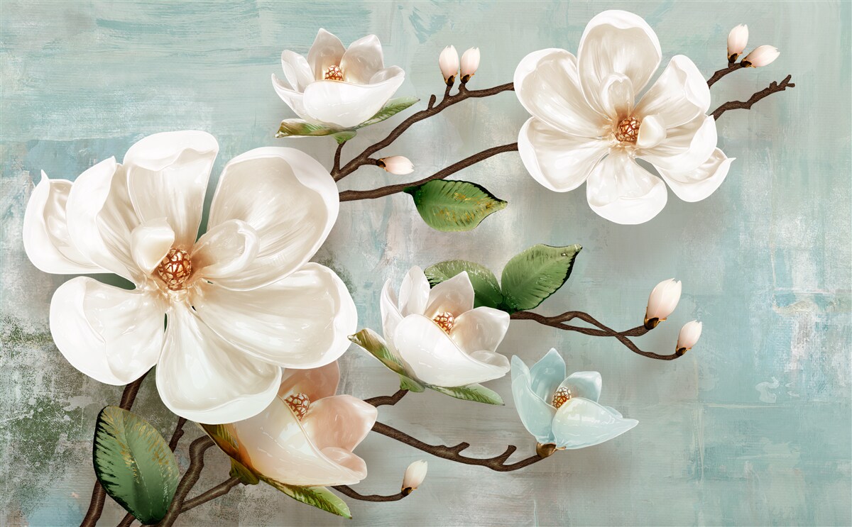 Papier peint un bouquet d'orchidées blanches comme la neige