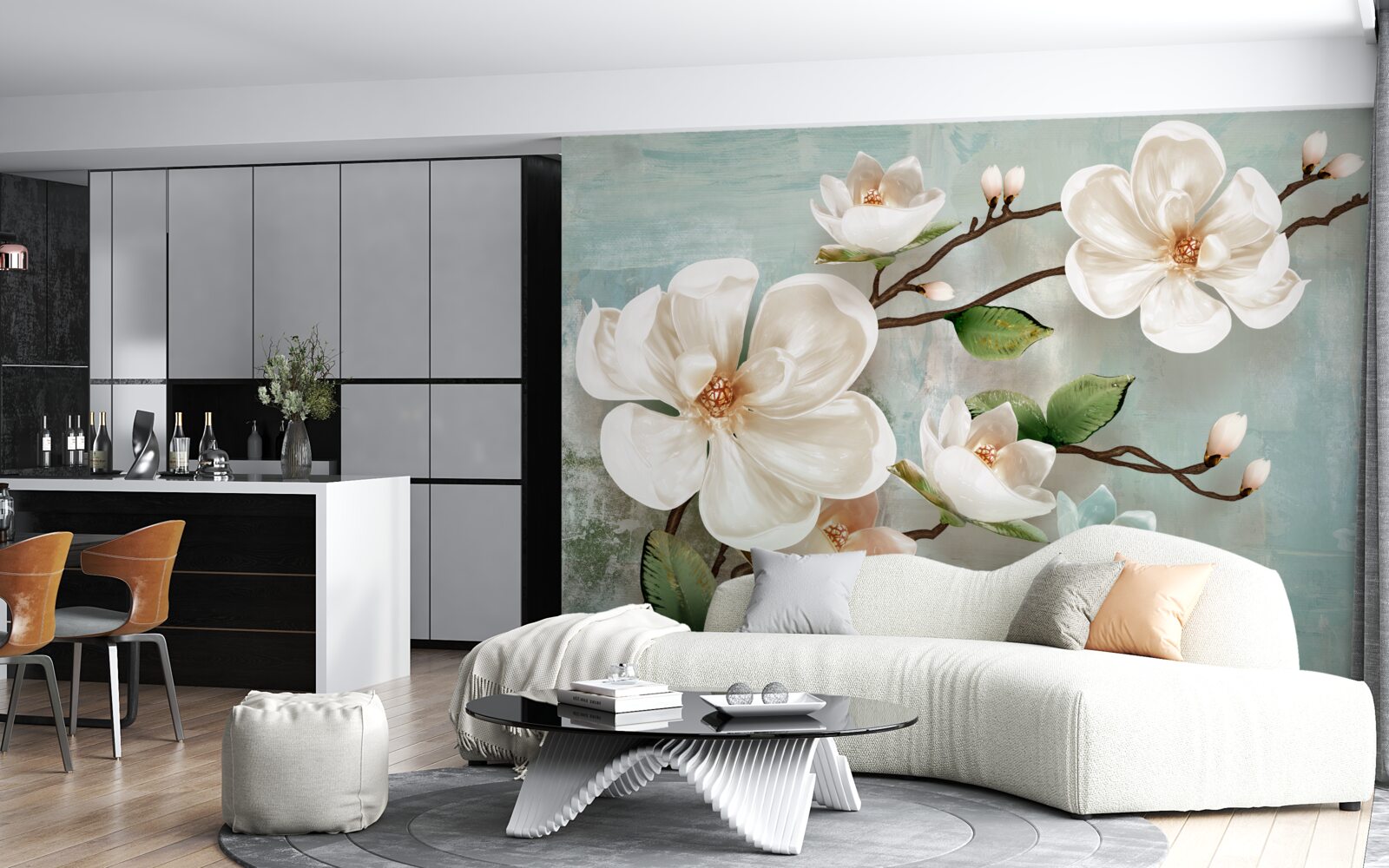 Papier peint un bouquet d'orchidées blanches comme la neige