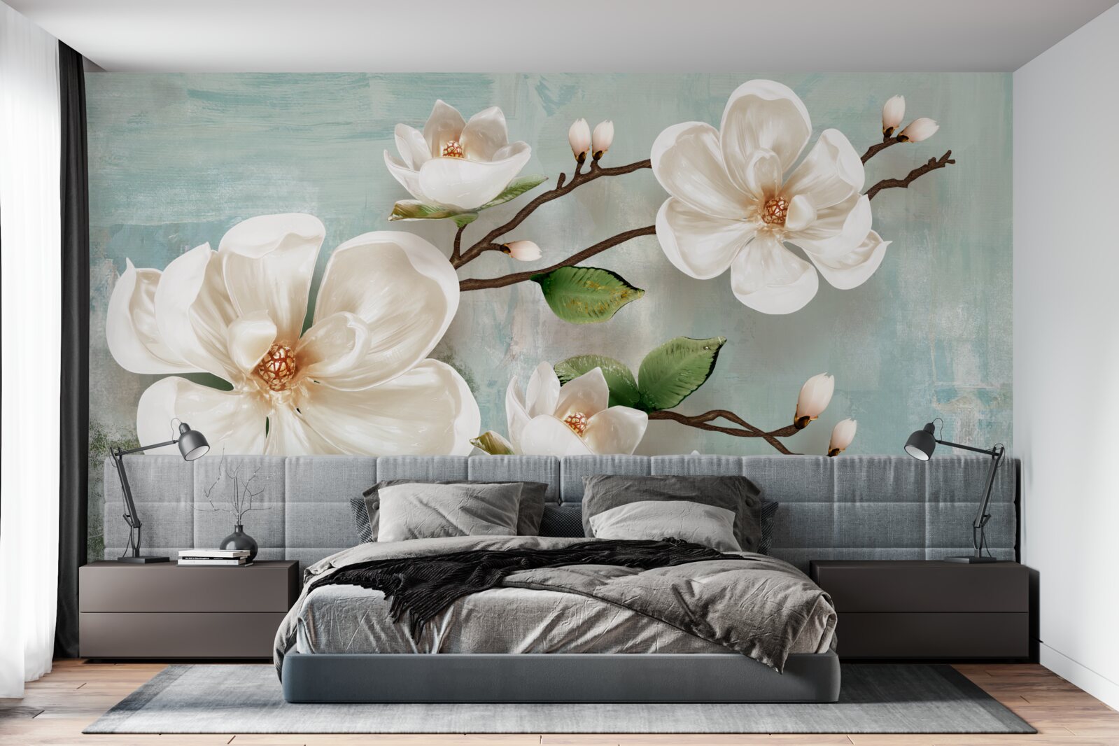 Papier peint un bouquet d'orchidées blanches comme la neige