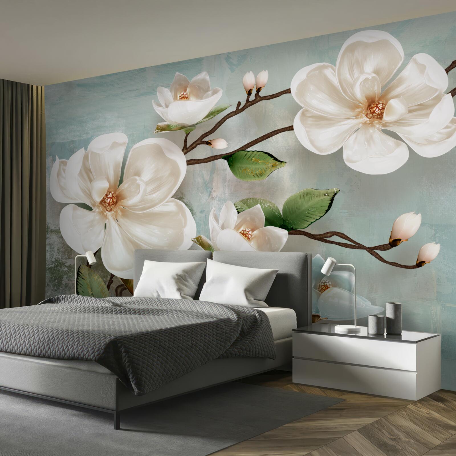 Papier peint un bouquet d'orchidées blanches comme la neige