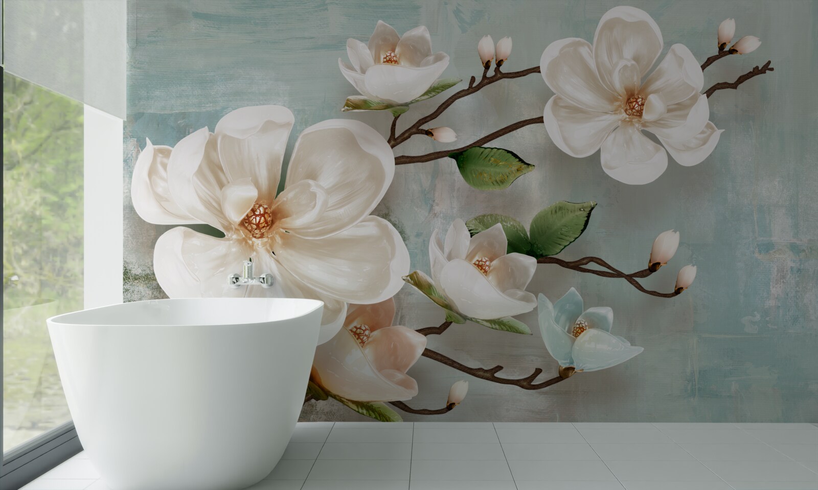 Papier peint un bouquet d'orchidées blanches comme la neige