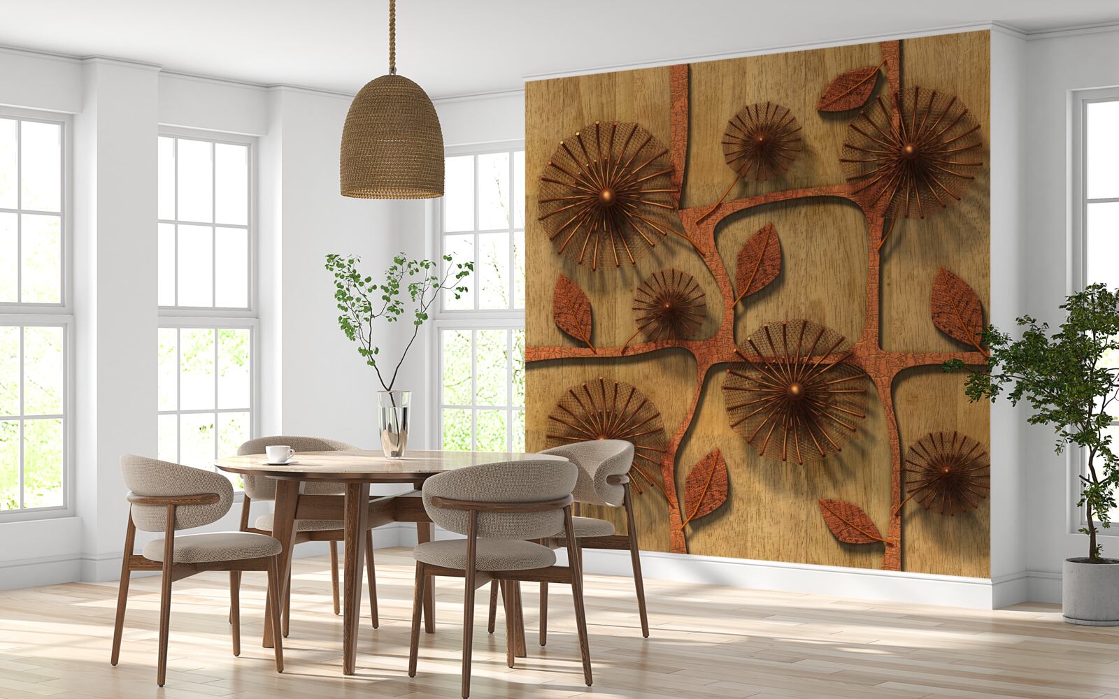 Papier peint asclépiade abstraite sur les branches d'un arbre