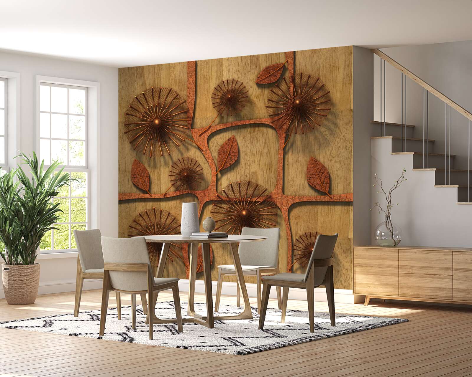 Papier peint asclépiade abstraite sur les branches d'un arbre