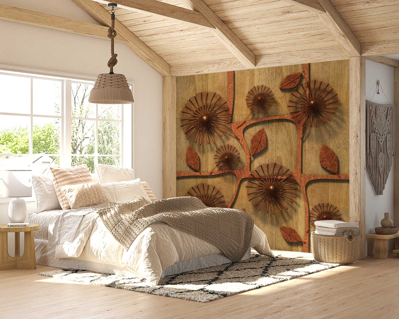 Papier peint asclépiade abstraite sur les branches d'un arbre