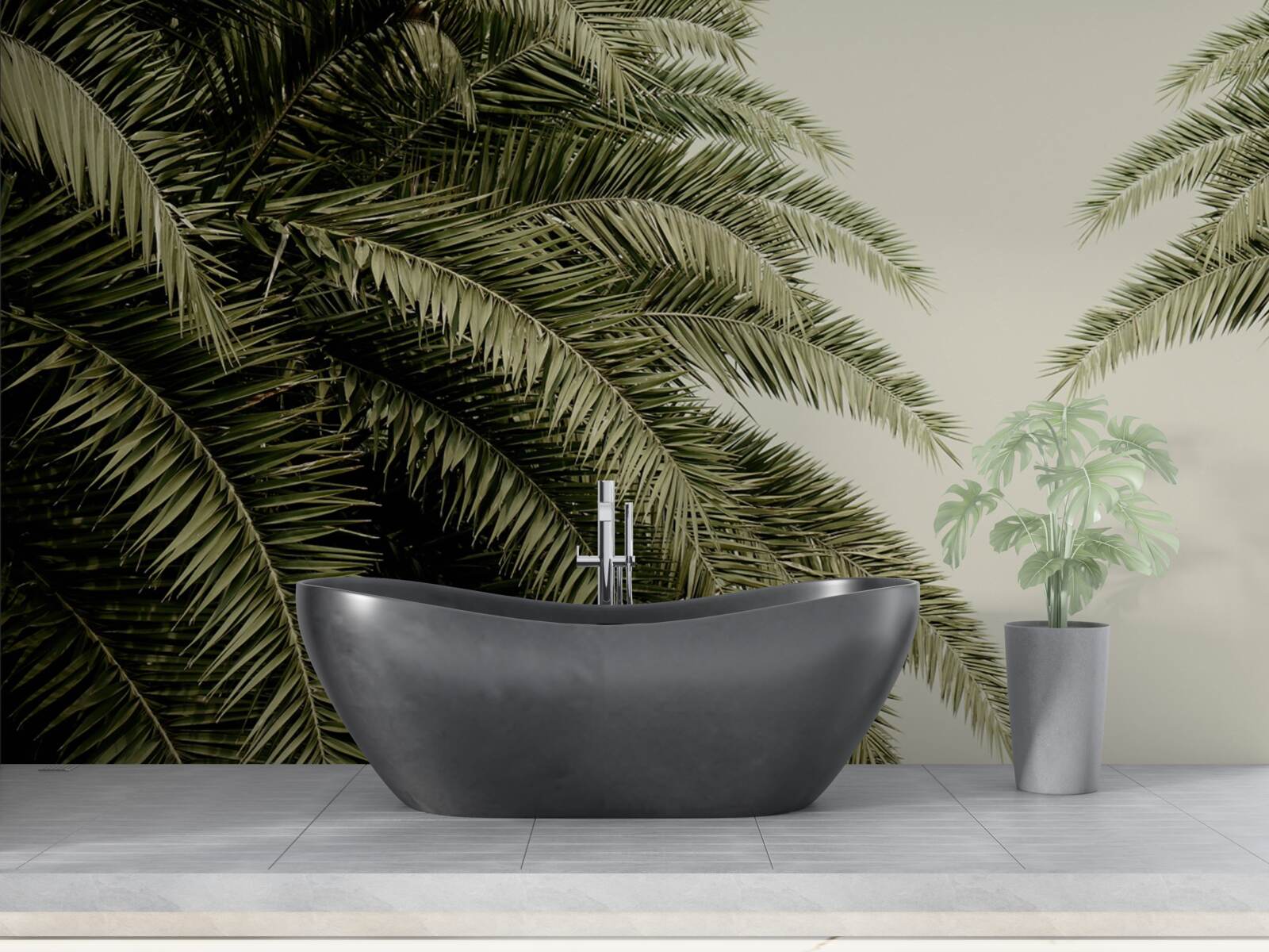 Papier peint feuilles de fougère densément couvertes d'humidité lorsqu'il pleut