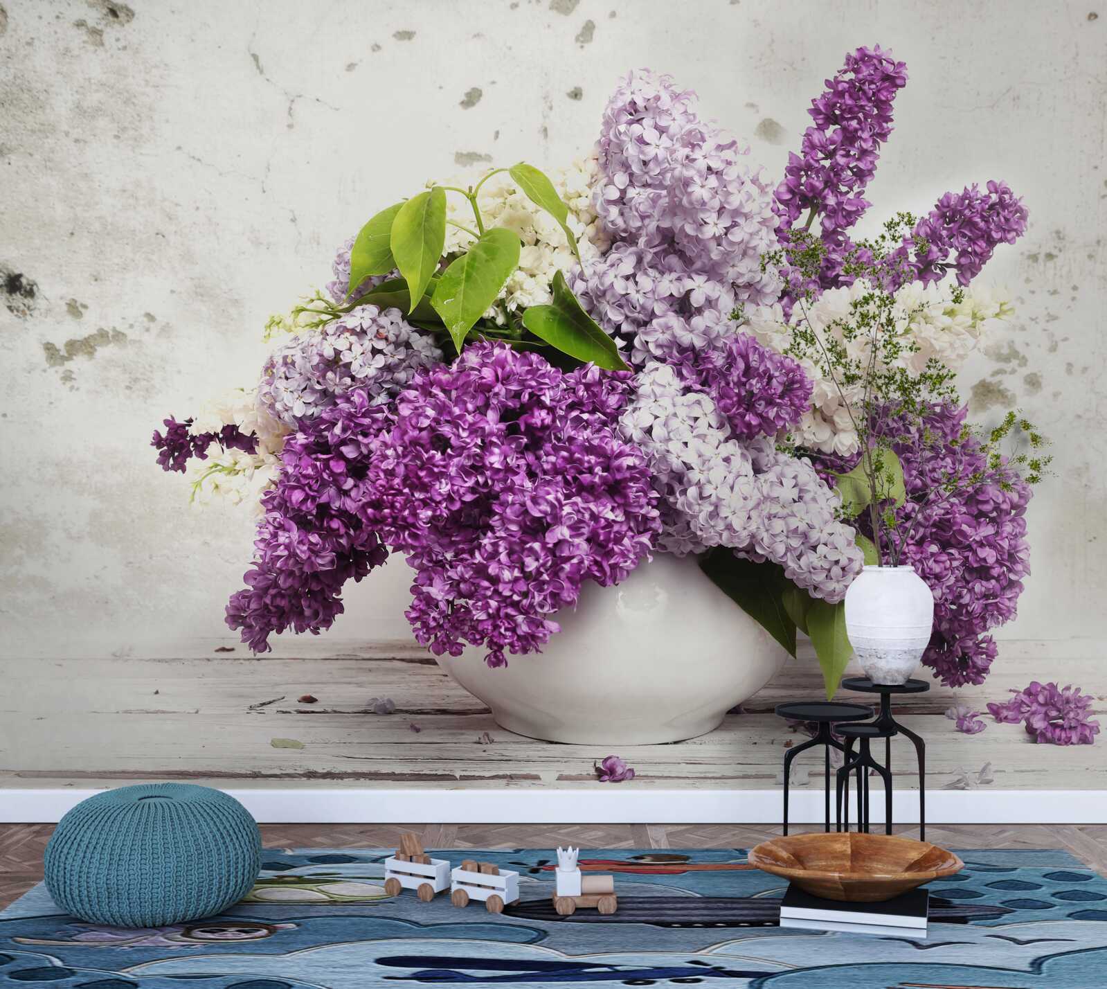 Papier peint une gerbe de lilas printaniers variés