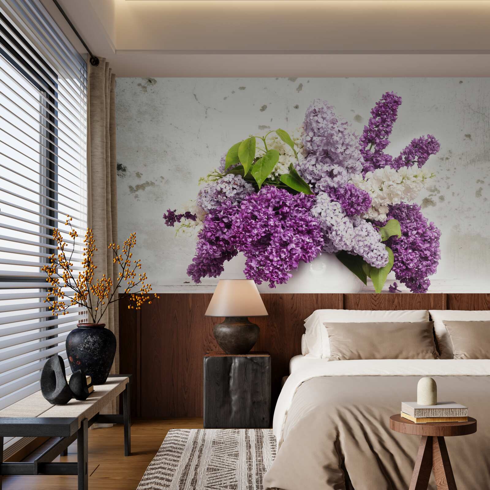 Papier peint une gerbe de lilas printaniers variés