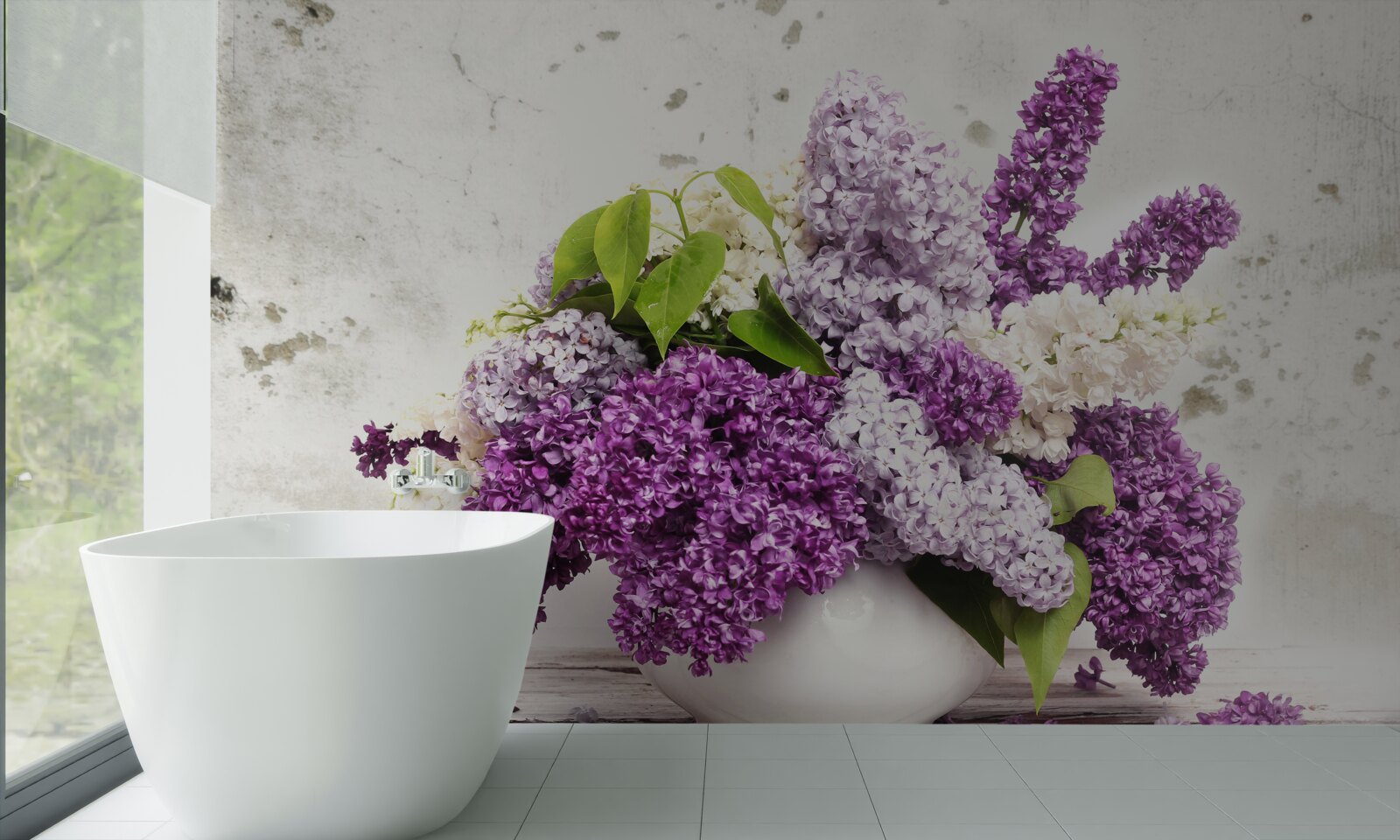 Papier peint une gerbe de lilas printaniers variés