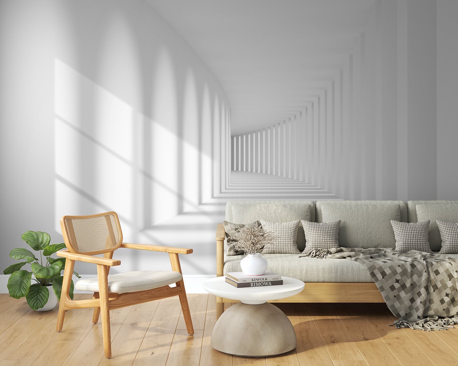 Papier peint couloir de lumière fuyant