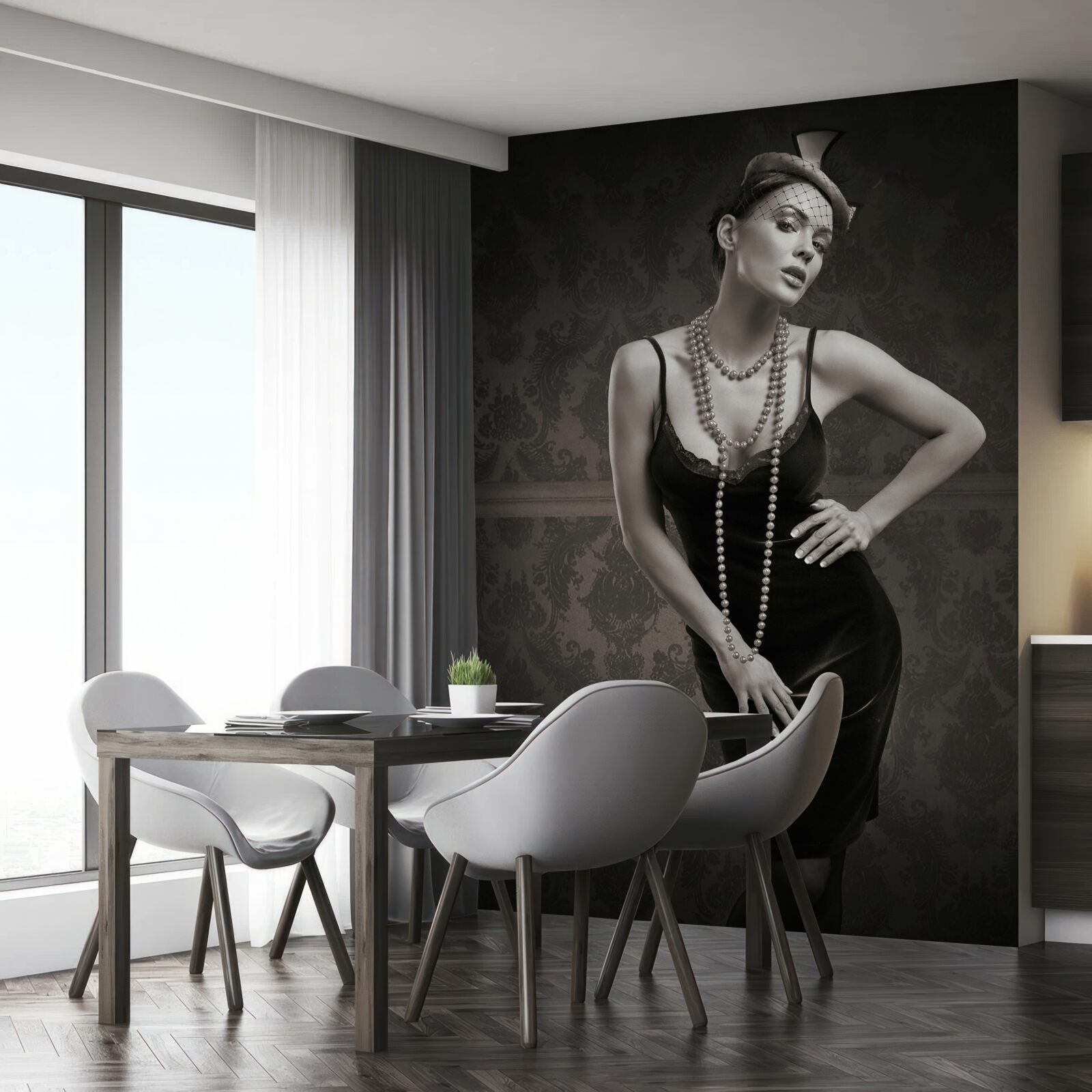 Papier peint la jeune fille est représentée dans le style des années 1960