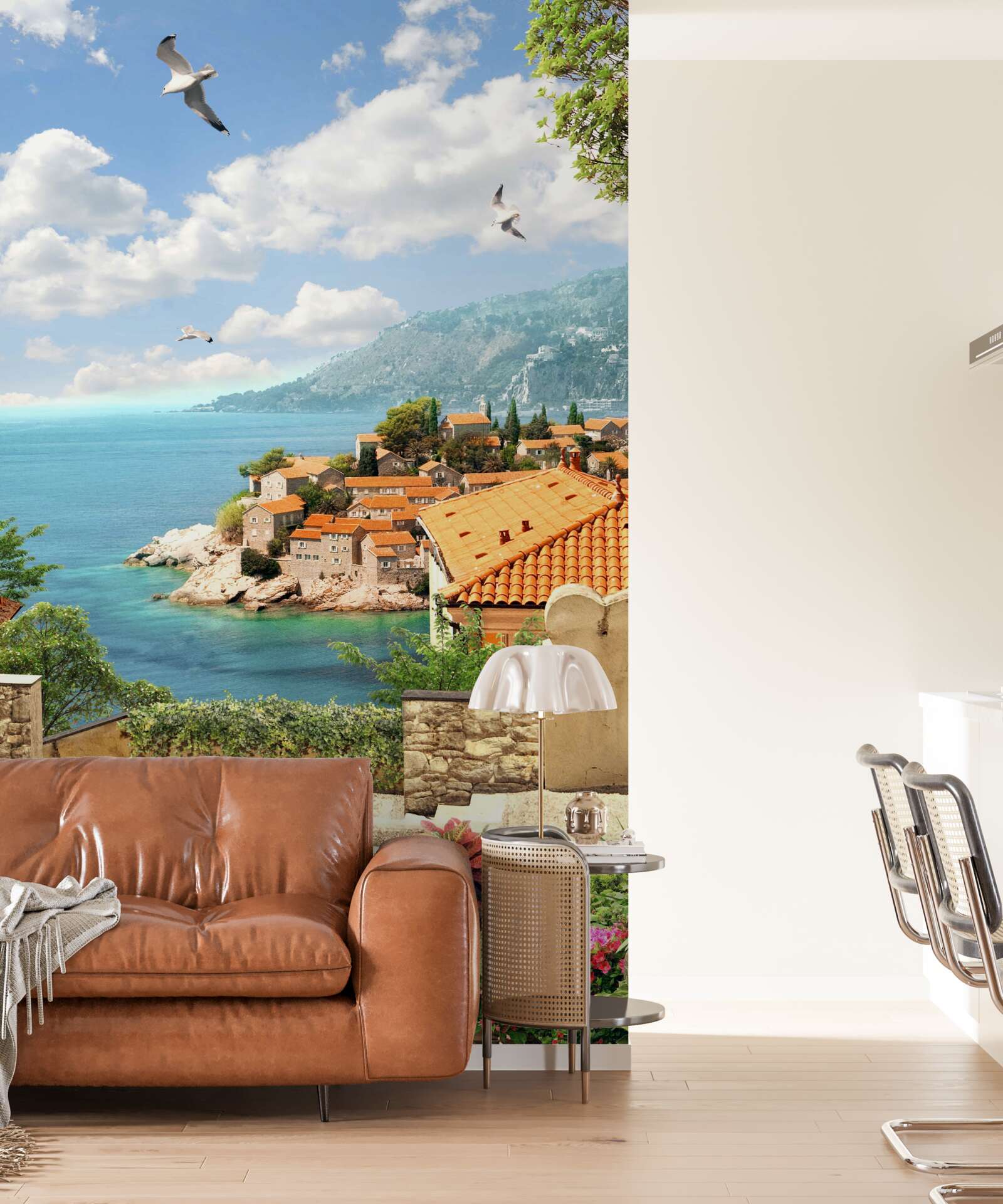 Papier peint vue magnifique de la ville ancienne près de la côte