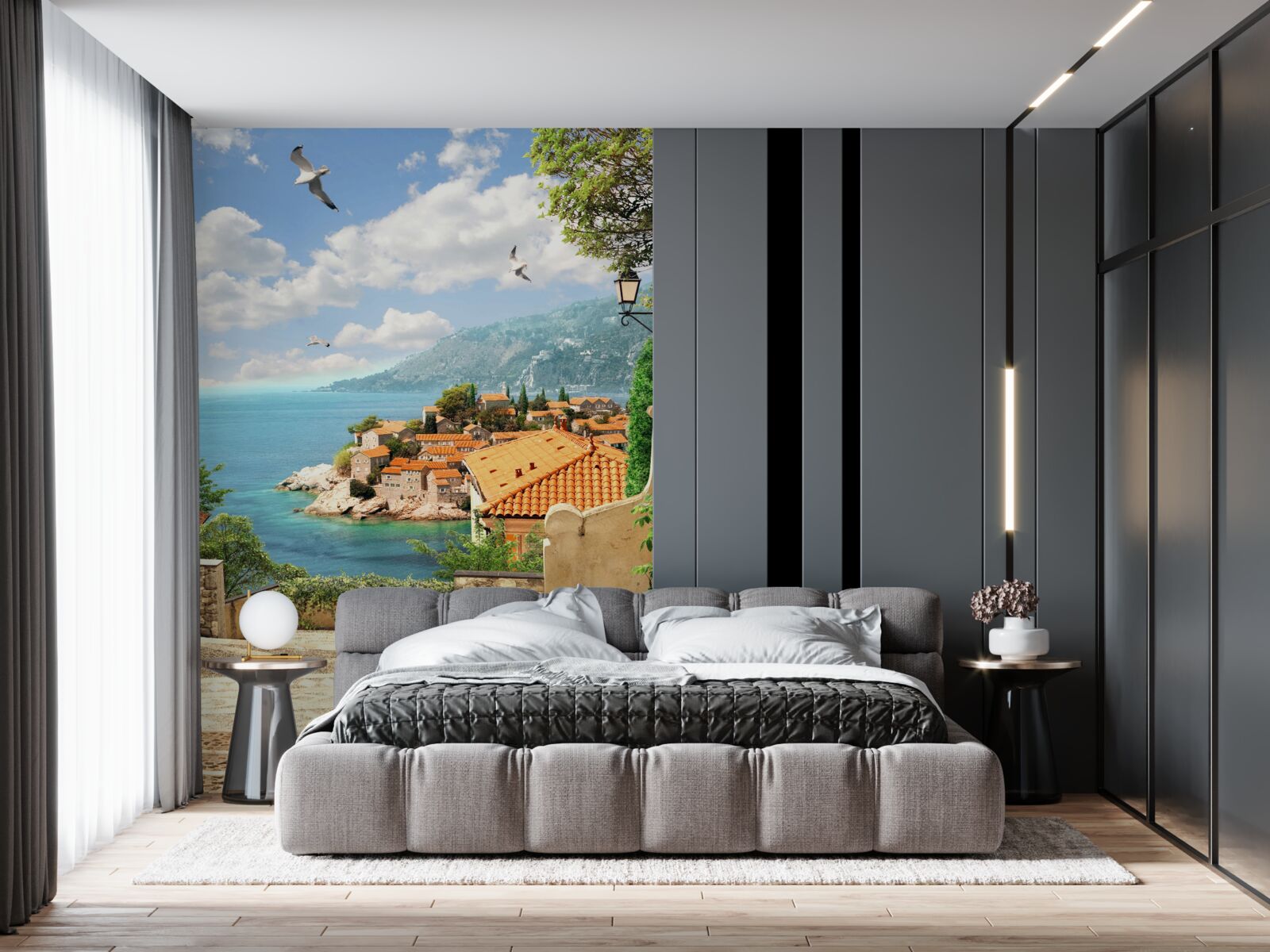 Papier peint vue magnifique de la ville ancienne près de la côte