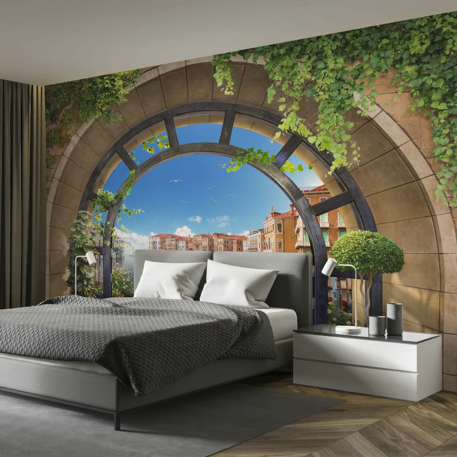 Papier peint arcs en plein cintre dans le port de plaisance