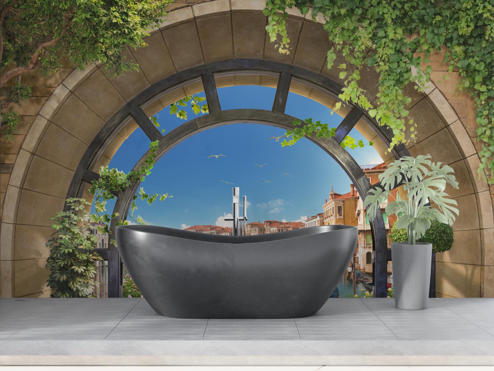 Papier peint arcs en plein cintre dans le port de plaisance