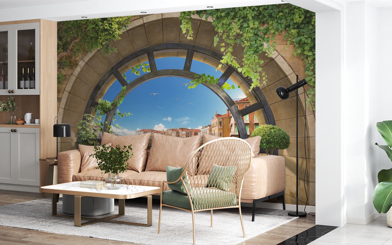 Papier peint arcs en plein cintre dans le port de plaisance