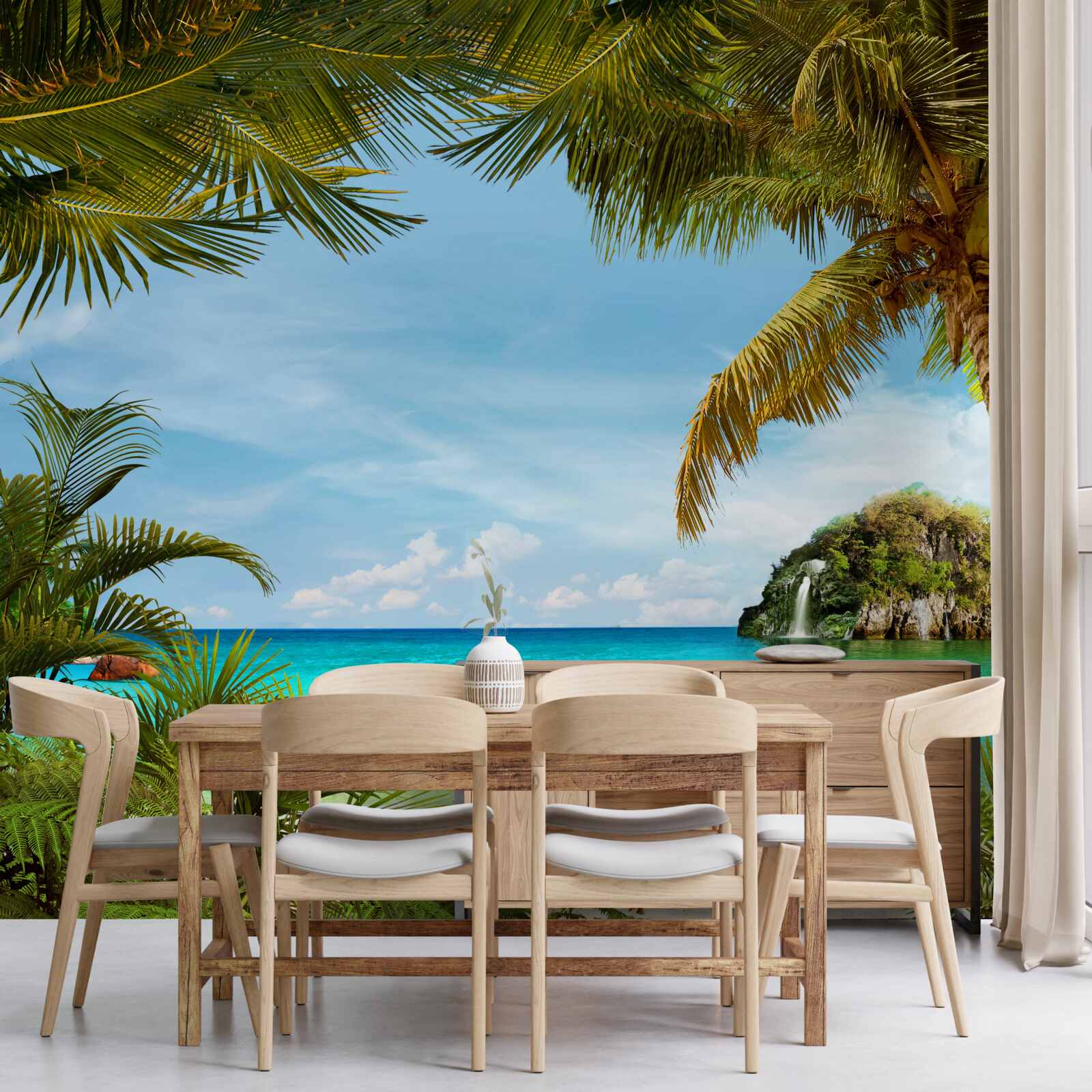 Papier peint eaux turquoises et plage sous les tropiques