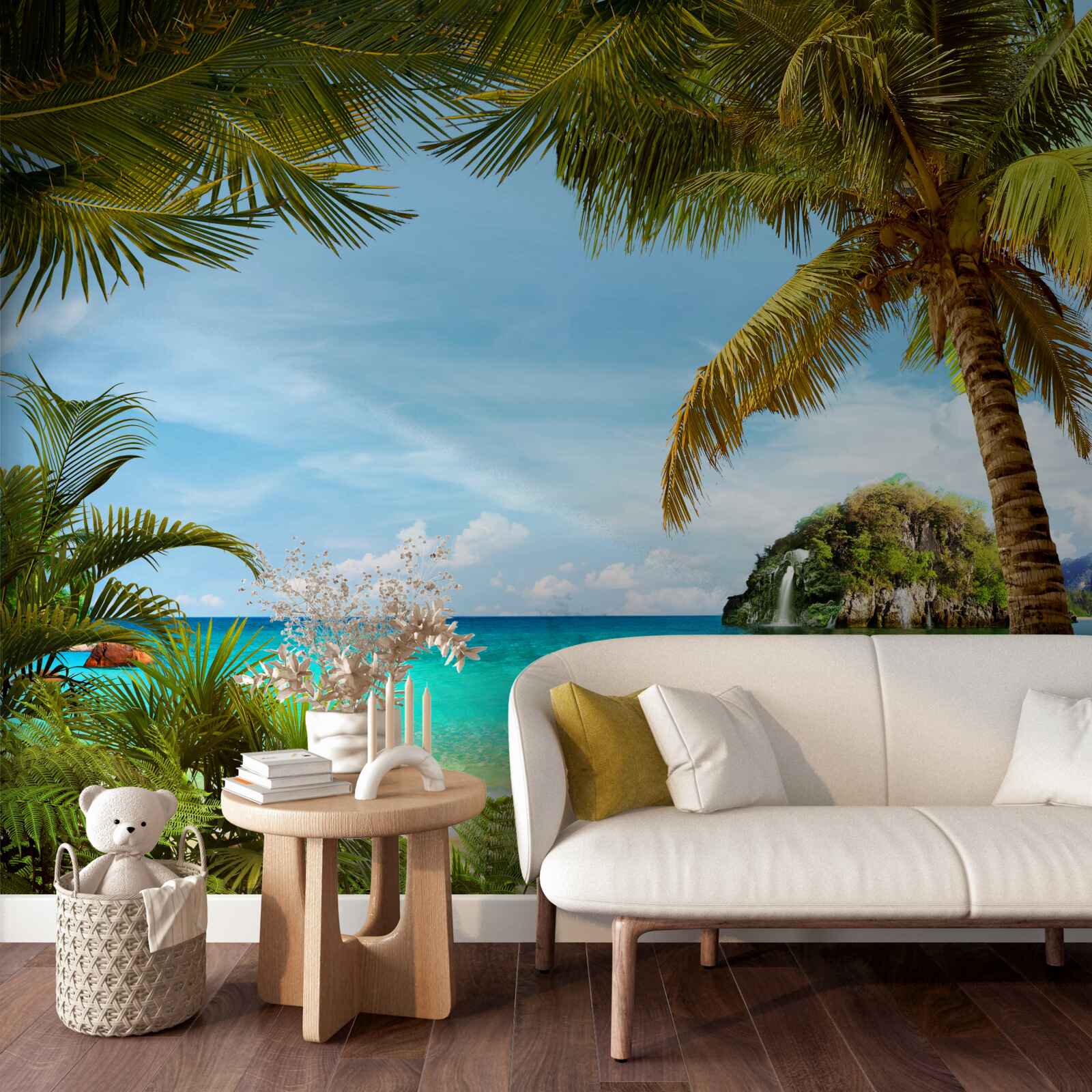 Papier peint eaux turquoises et plage sous les tropiques