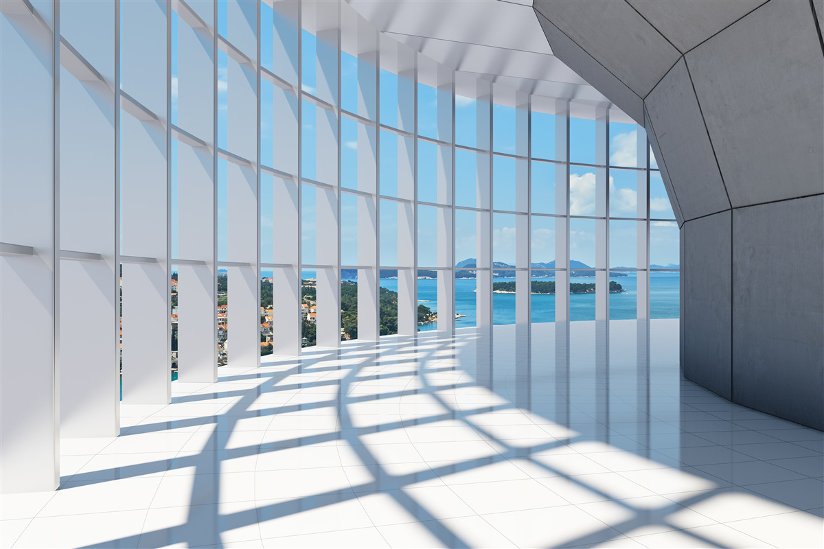 Papier peint couloir menant à une vue attrayante