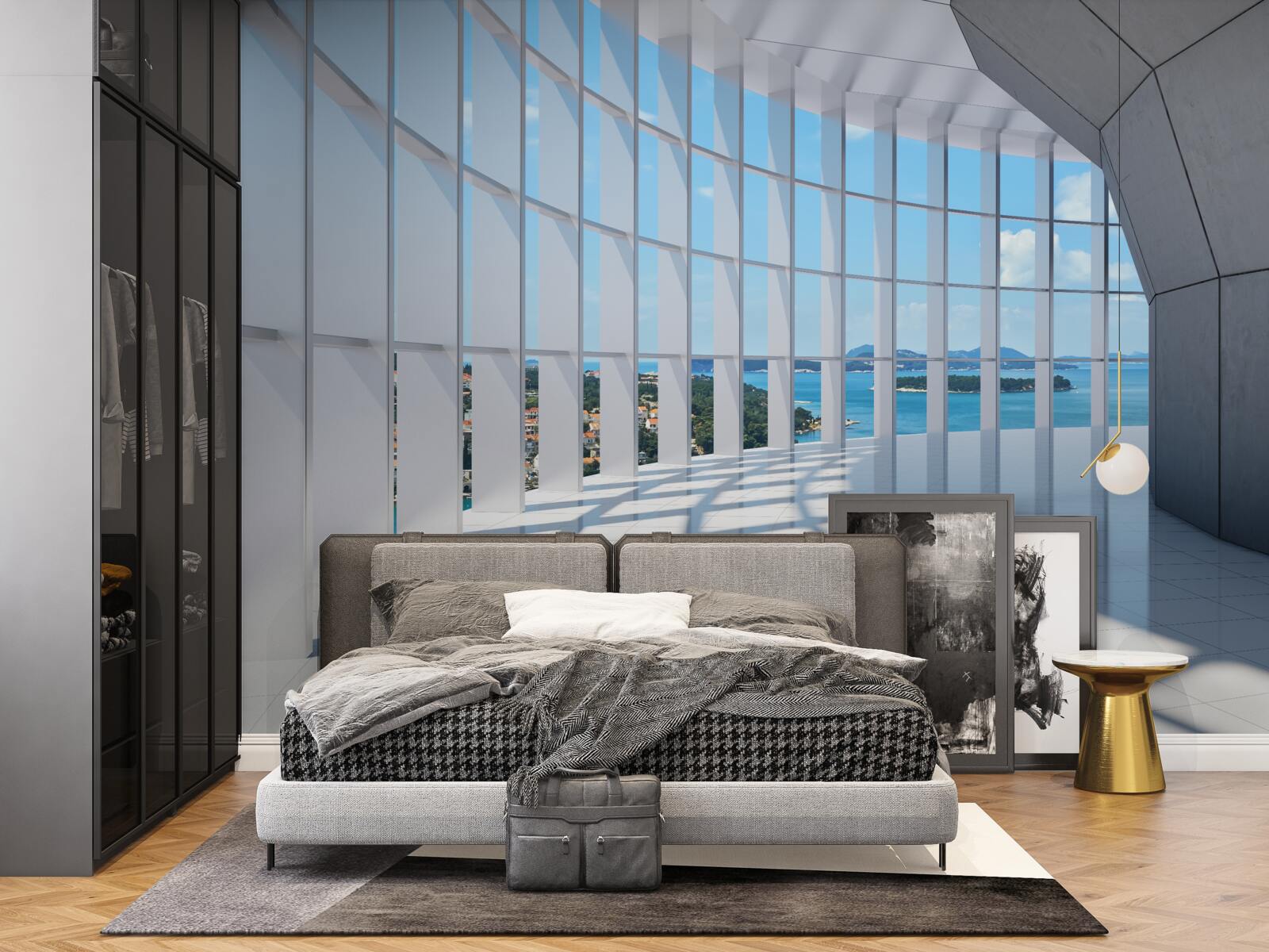 Papier peint couloir menant à une vue attrayante