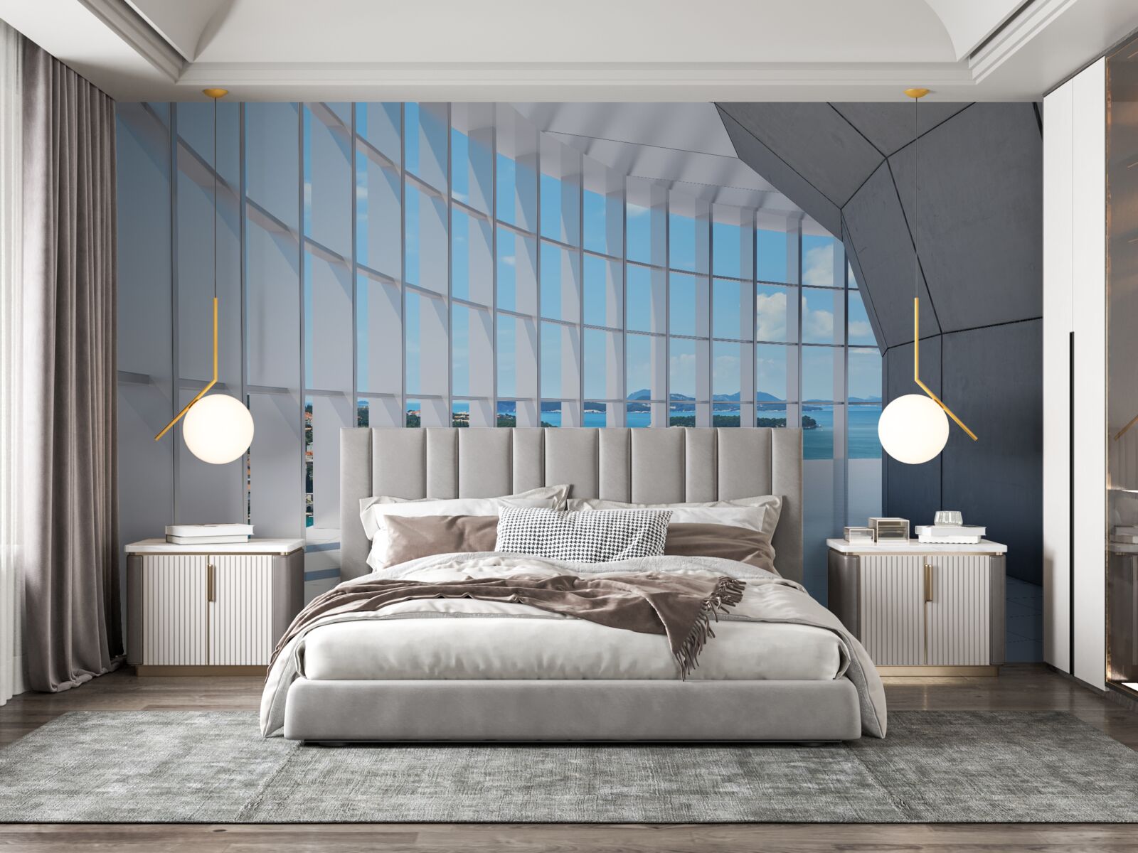 Papier peint couloir menant à une vue attrayante