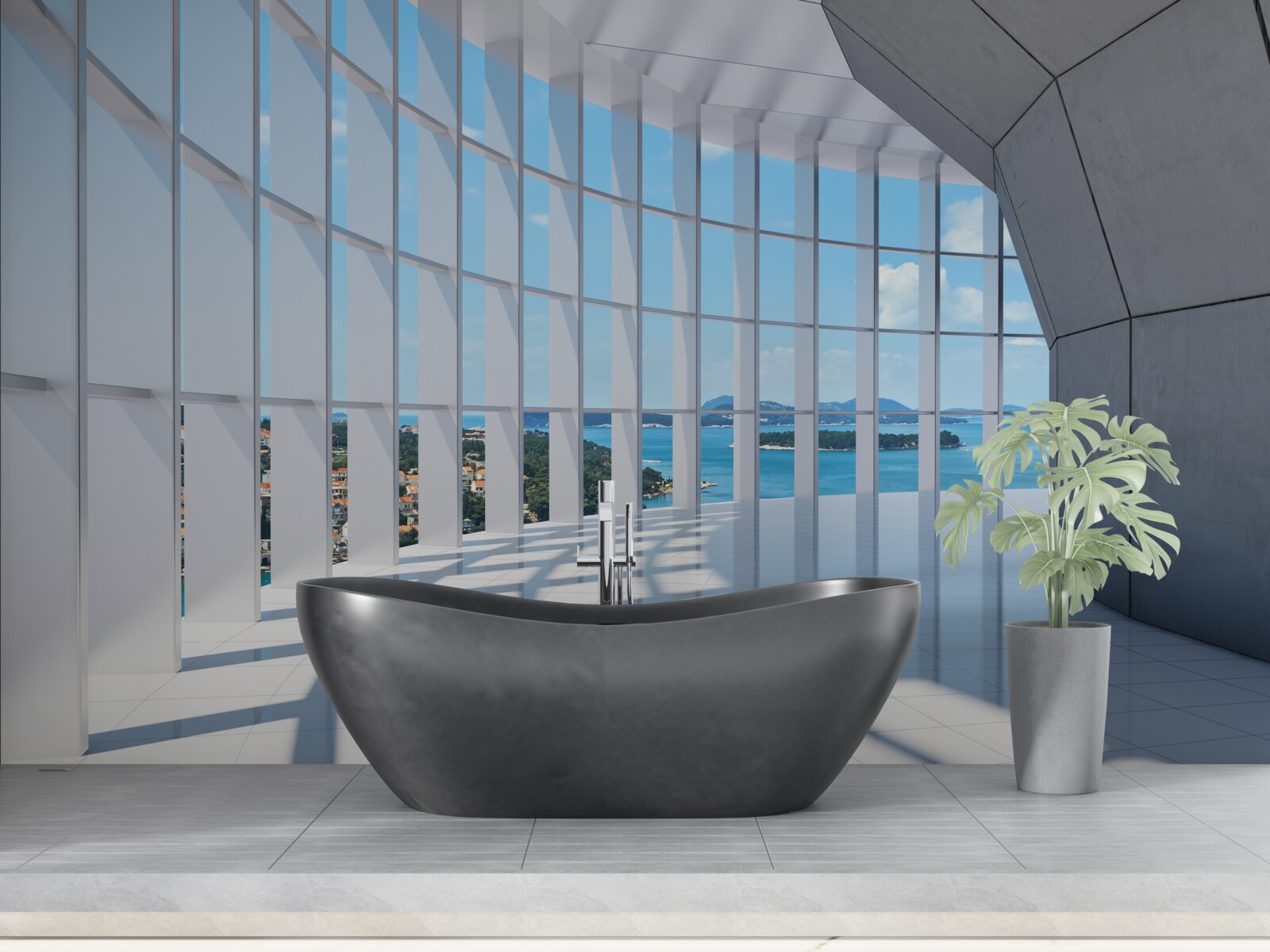 Papier peint couloir menant à une vue attrayante