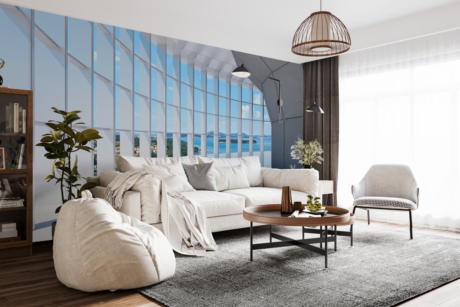 Papier peint couloir menant à une vue attrayante