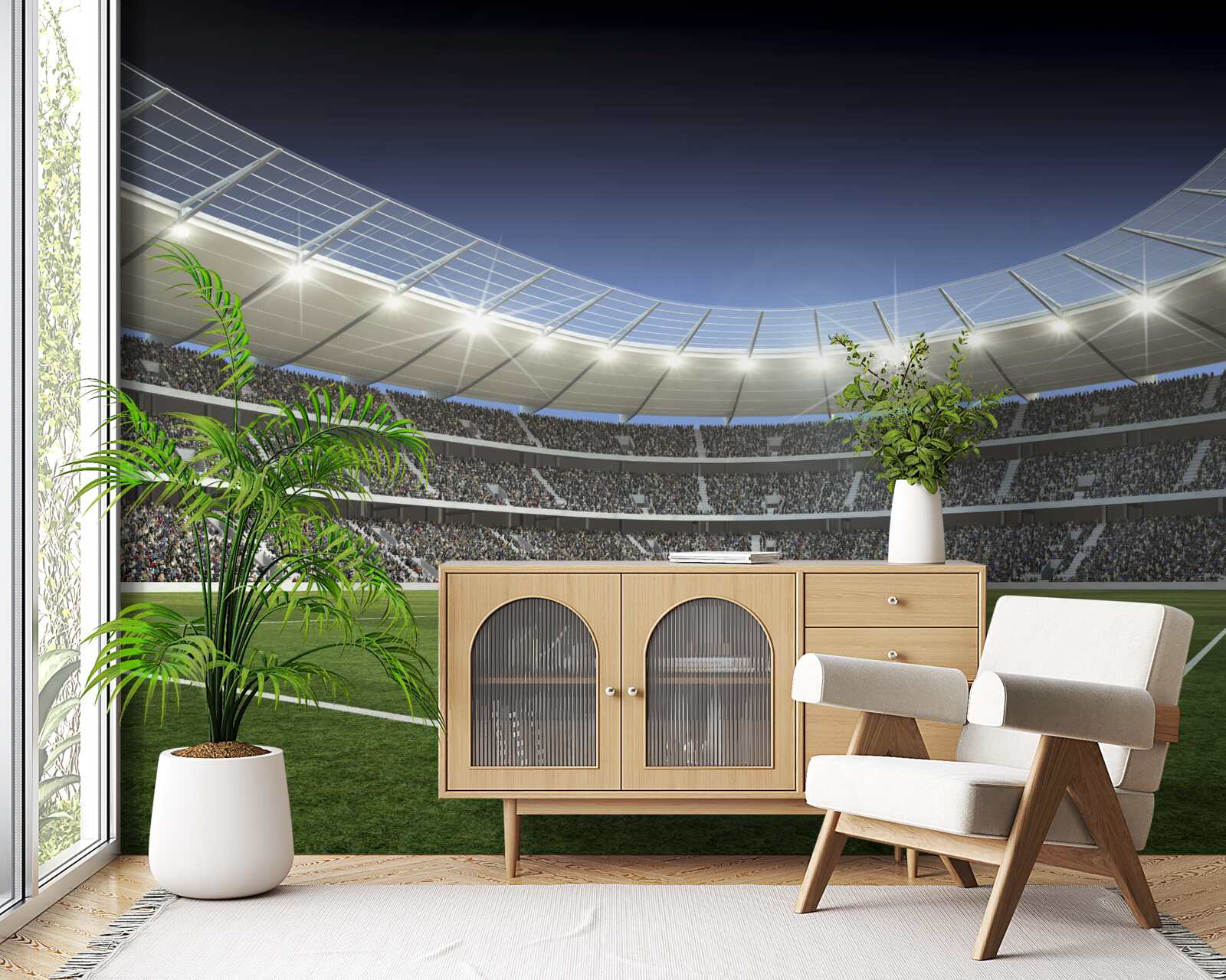 Papier peint Le stade se prépare à l'arrivée des footballeurs