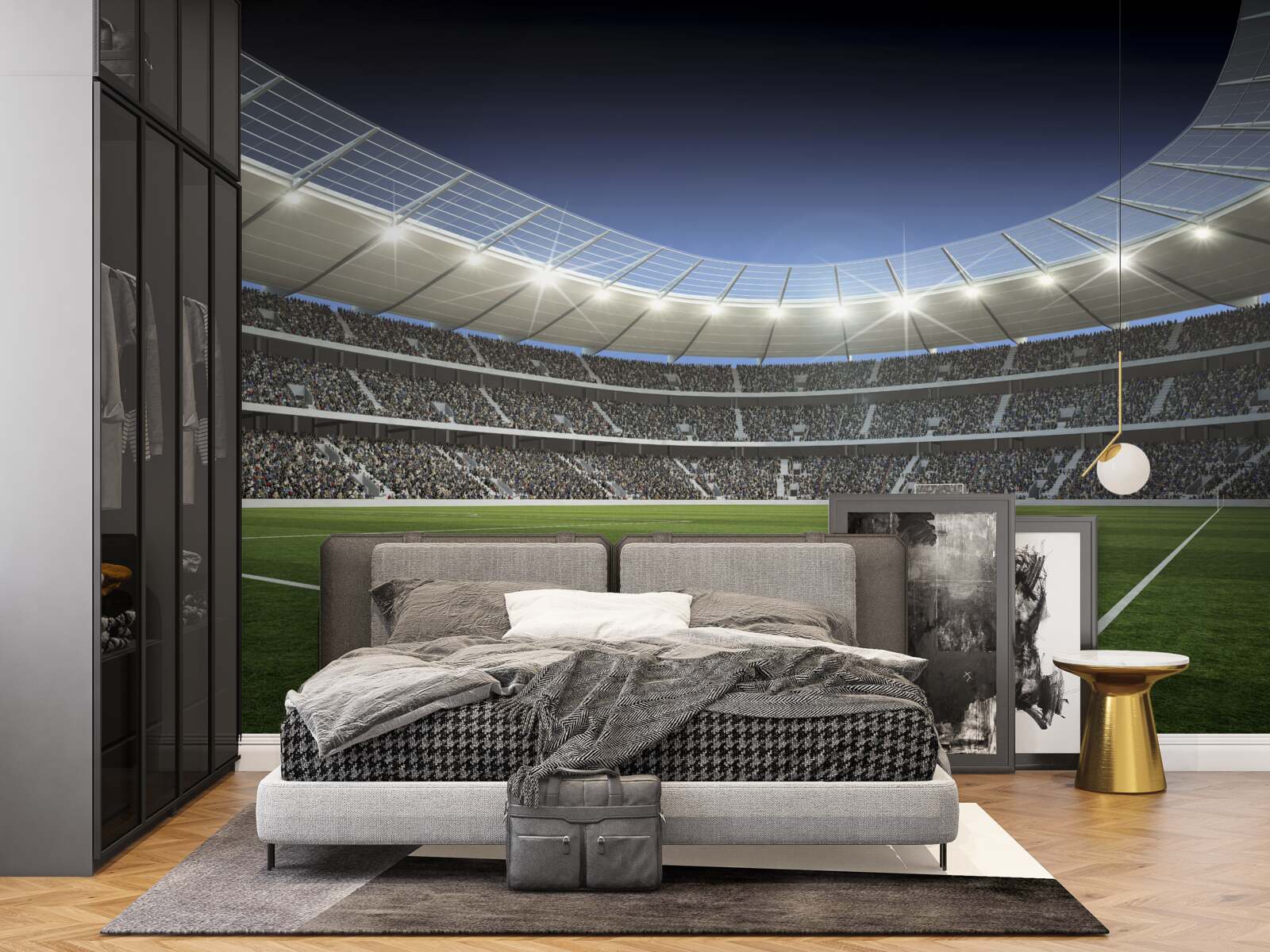 Papier peint Le stade se prépare à l'arrivée des footballeurs