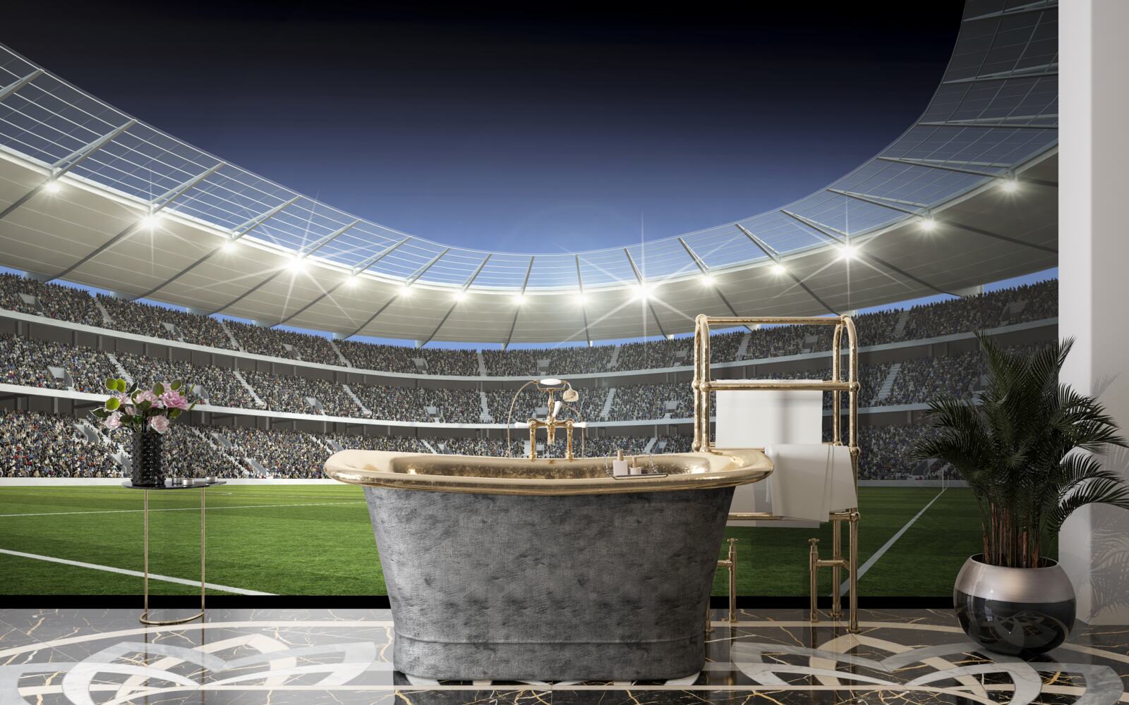 Papier peint Le stade se prépare à l'arrivée des footballeurs