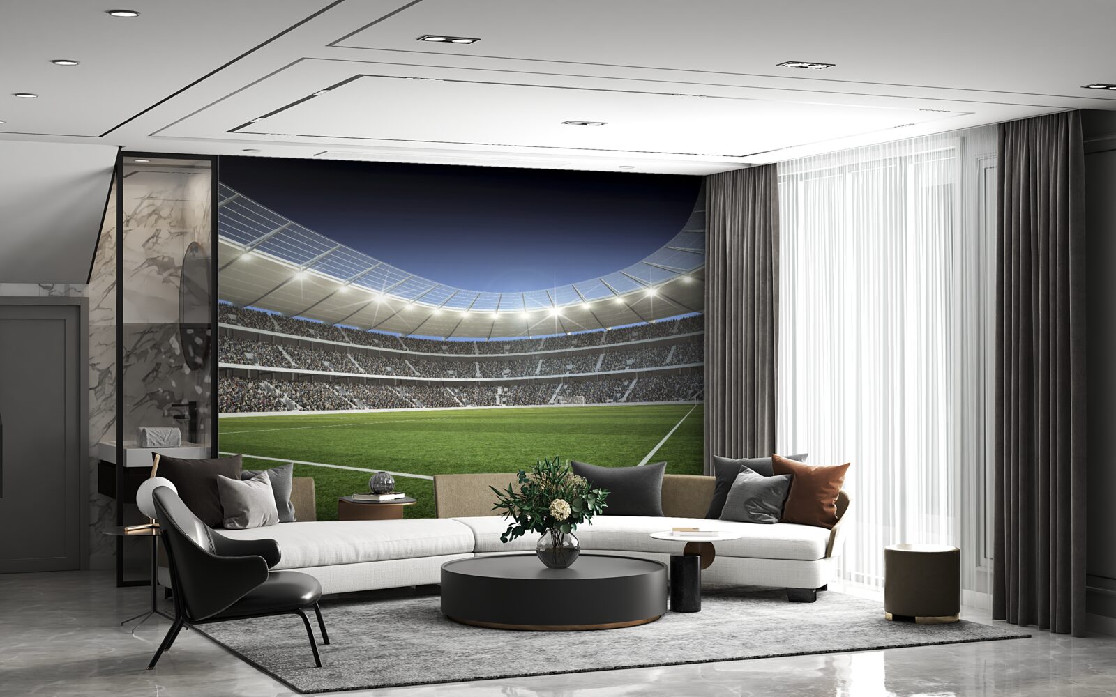 Papier peint Le stade se prépare à l'arrivée des footballeurs