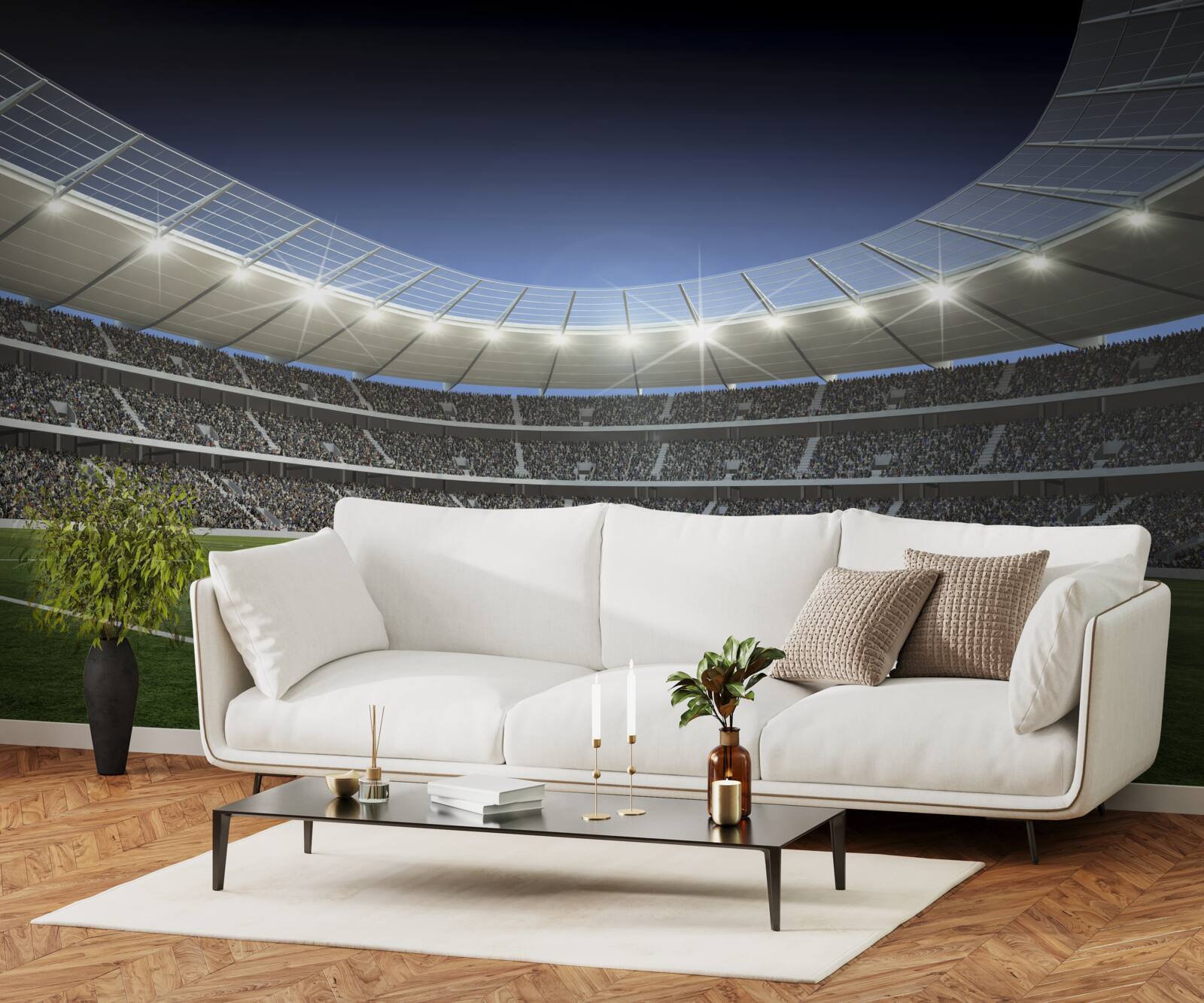 Papier peint Le stade se prépare à l'arrivée des footballeurs