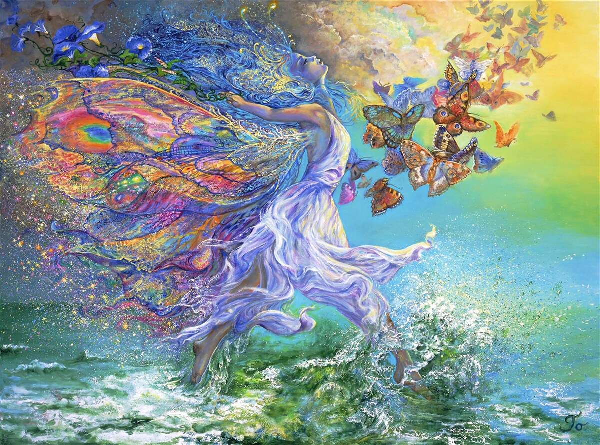 Papier peint papillons abstraits au bord de la mer