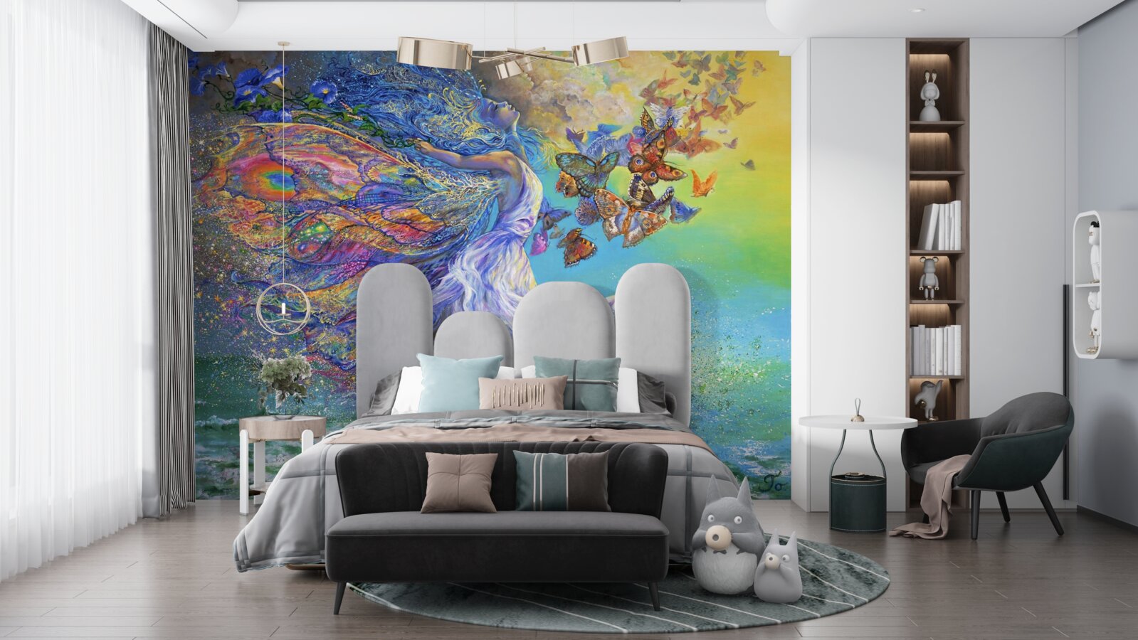 Papier peint papillons abstraits au bord de la mer