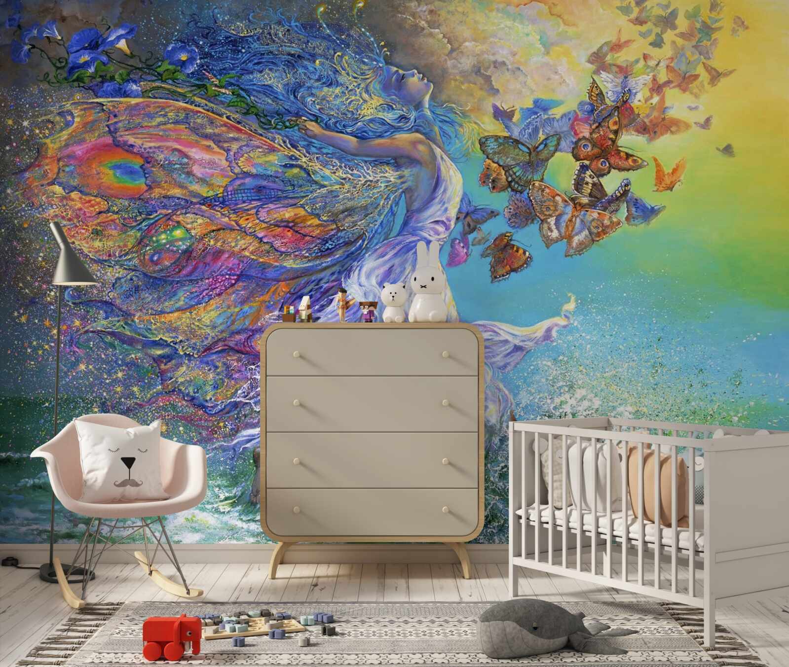 Papier peint papillons abstraits au bord de la mer