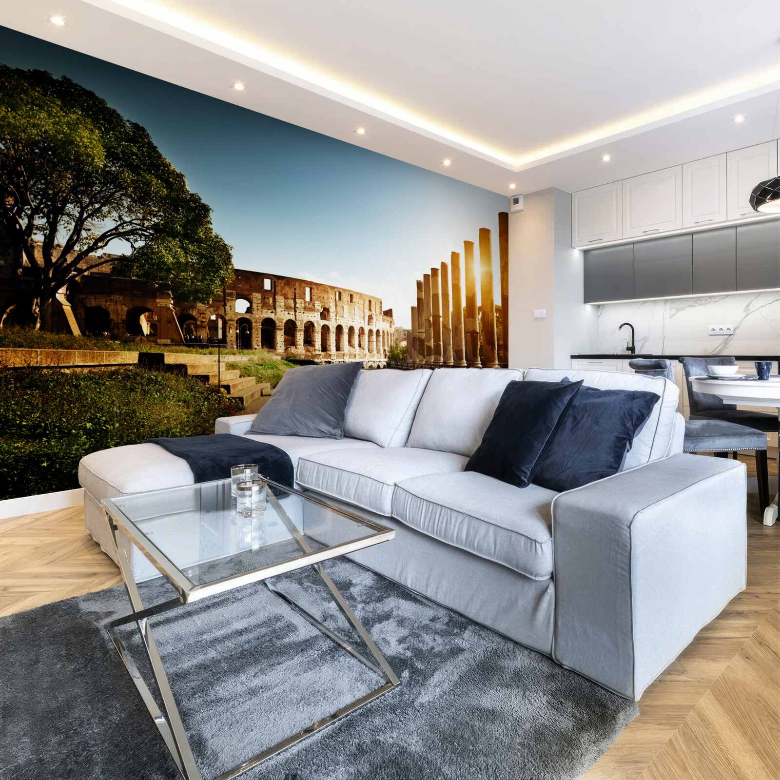 Papier peint les salles de l'ancienne rome dans les rayons du soleil couchant