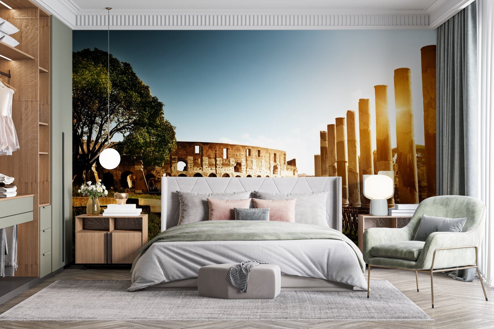 Papier peint les salles de l'ancienne rome dans les rayons du soleil couchant