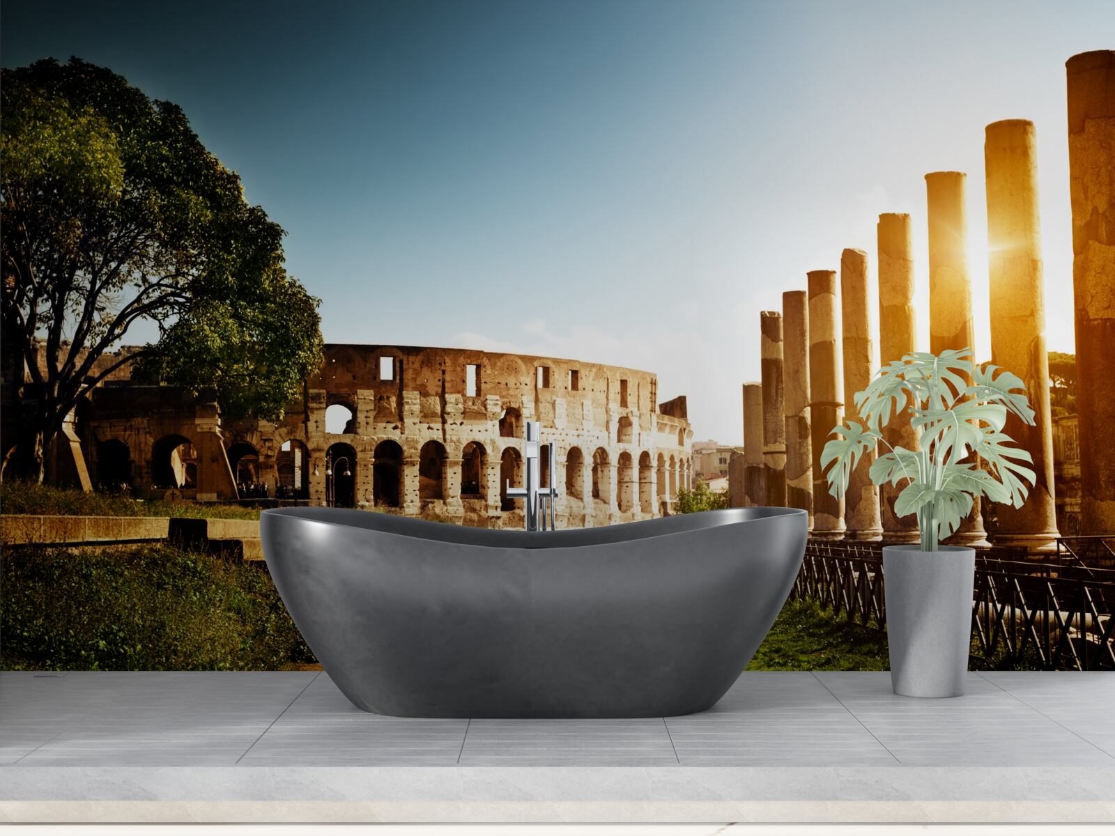 Papier peint les salles de l'ancienne rome dans les rayons du soleil couchant