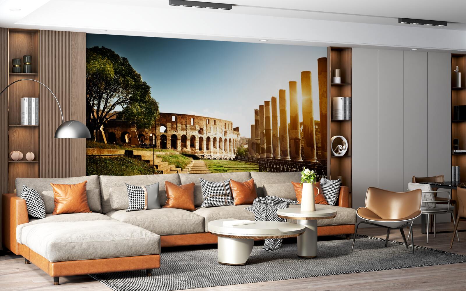 Papier peint les salles de l'ancienne rome dans les rayons du soleil couchant
