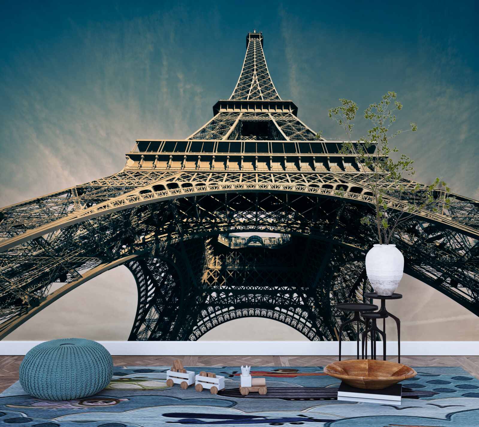 Papier peint vue de la tour eiffel depuis un point bas