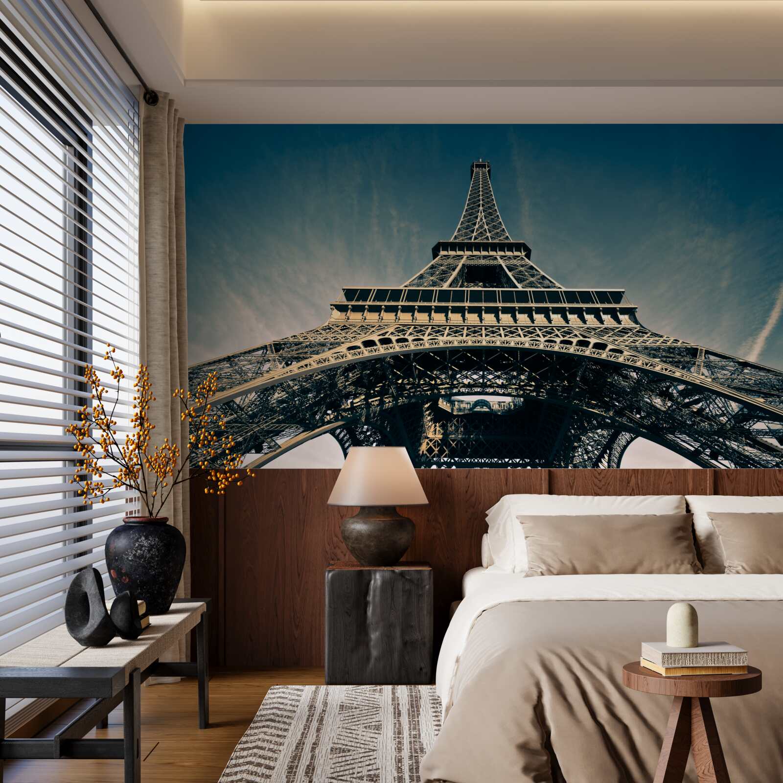 Papier peint vue de la tour eiffel depuis un point bas