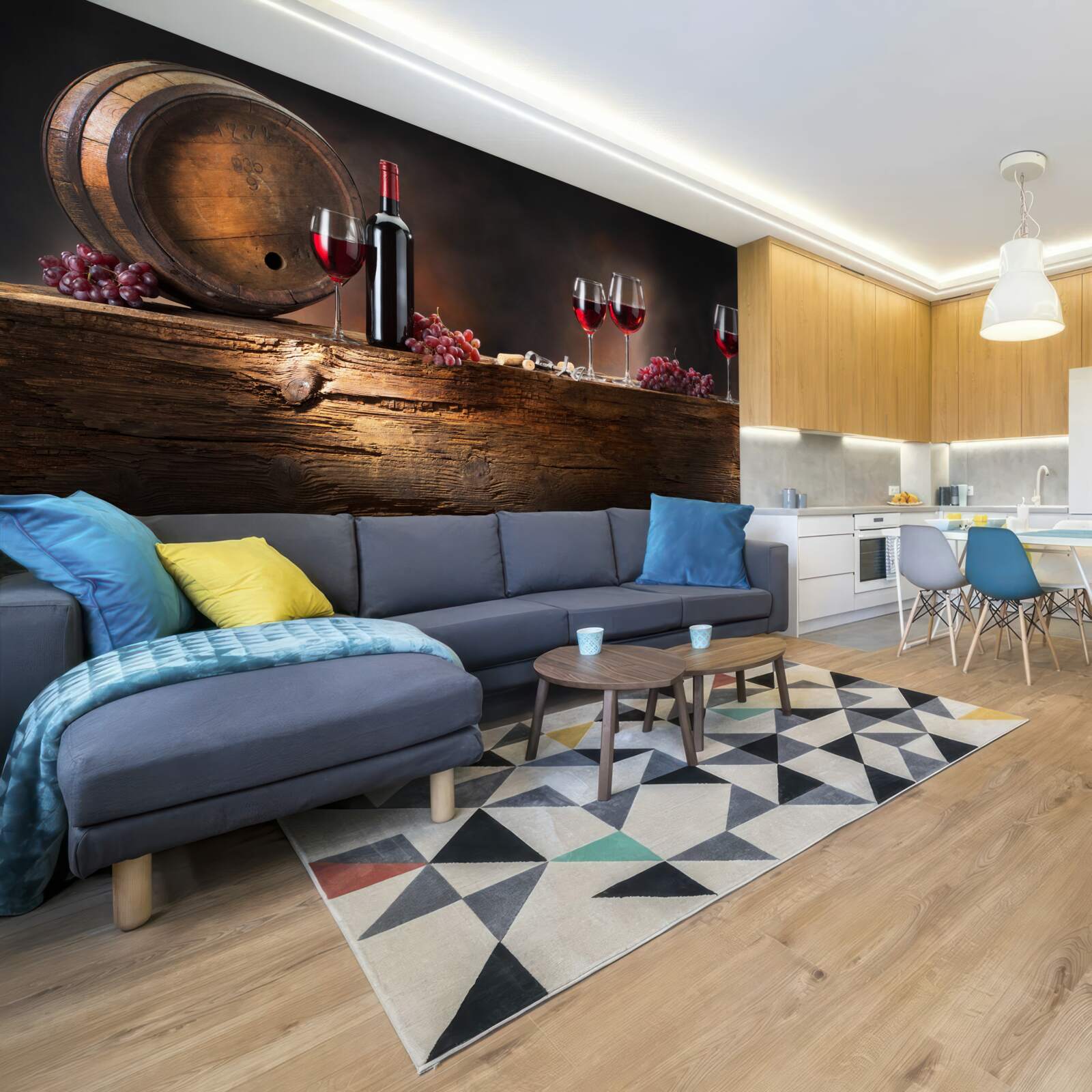 Papier peint cave à vin avec boissons de vieillissement