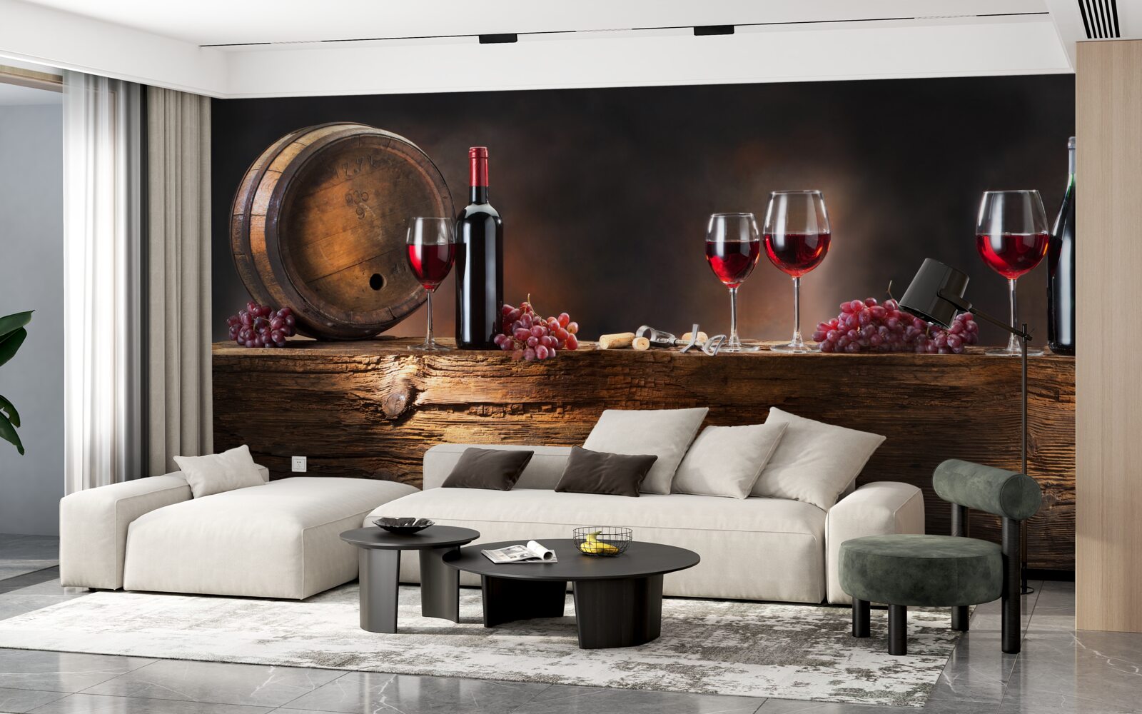 Papier peint cave à vin avec boissons de vieillissement