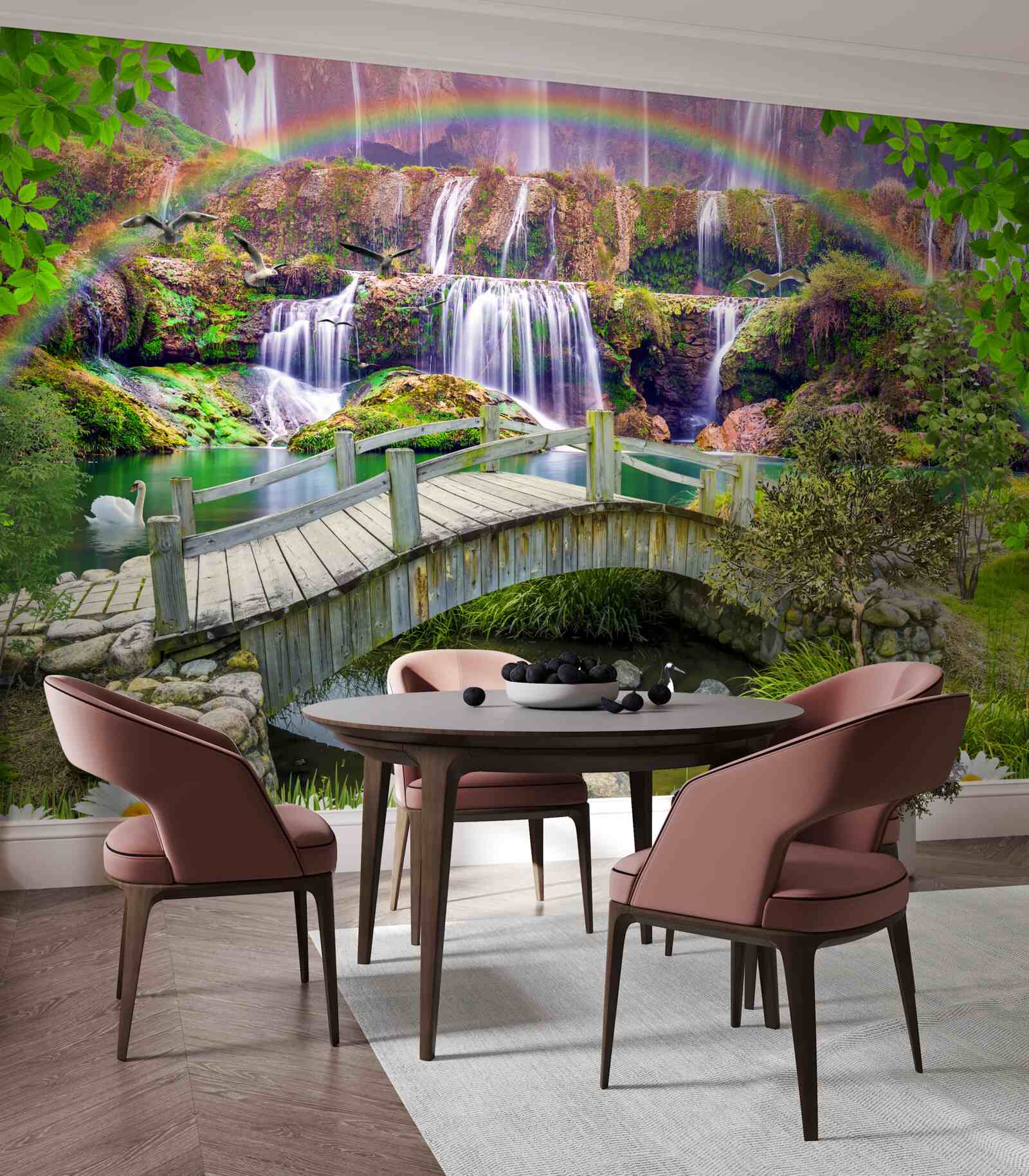 Papier peint composition du jardin d'été dans le paysage